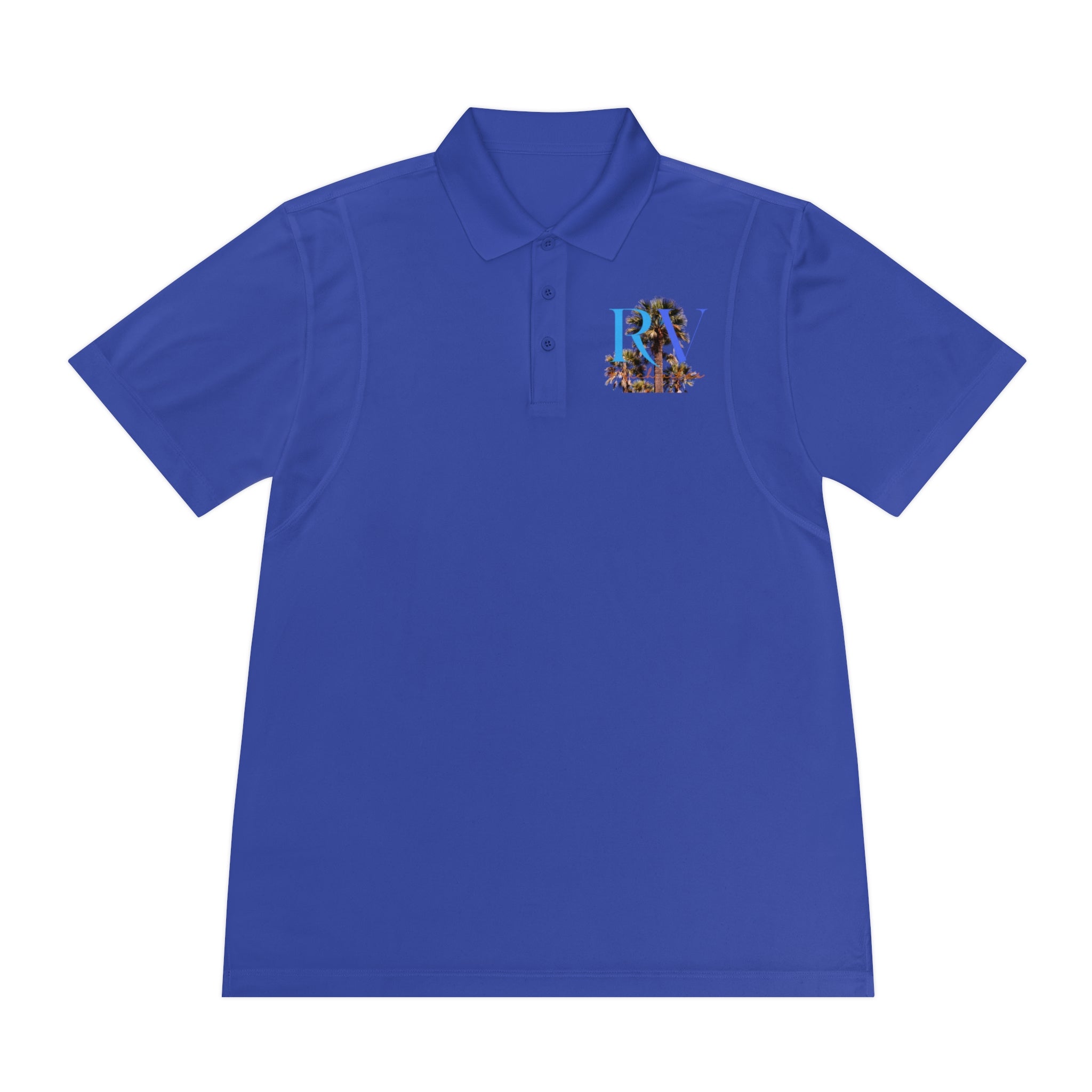 Rich Vibes Palm Trees RV Logo Blue Skies - Men's Sport Polo Shirt