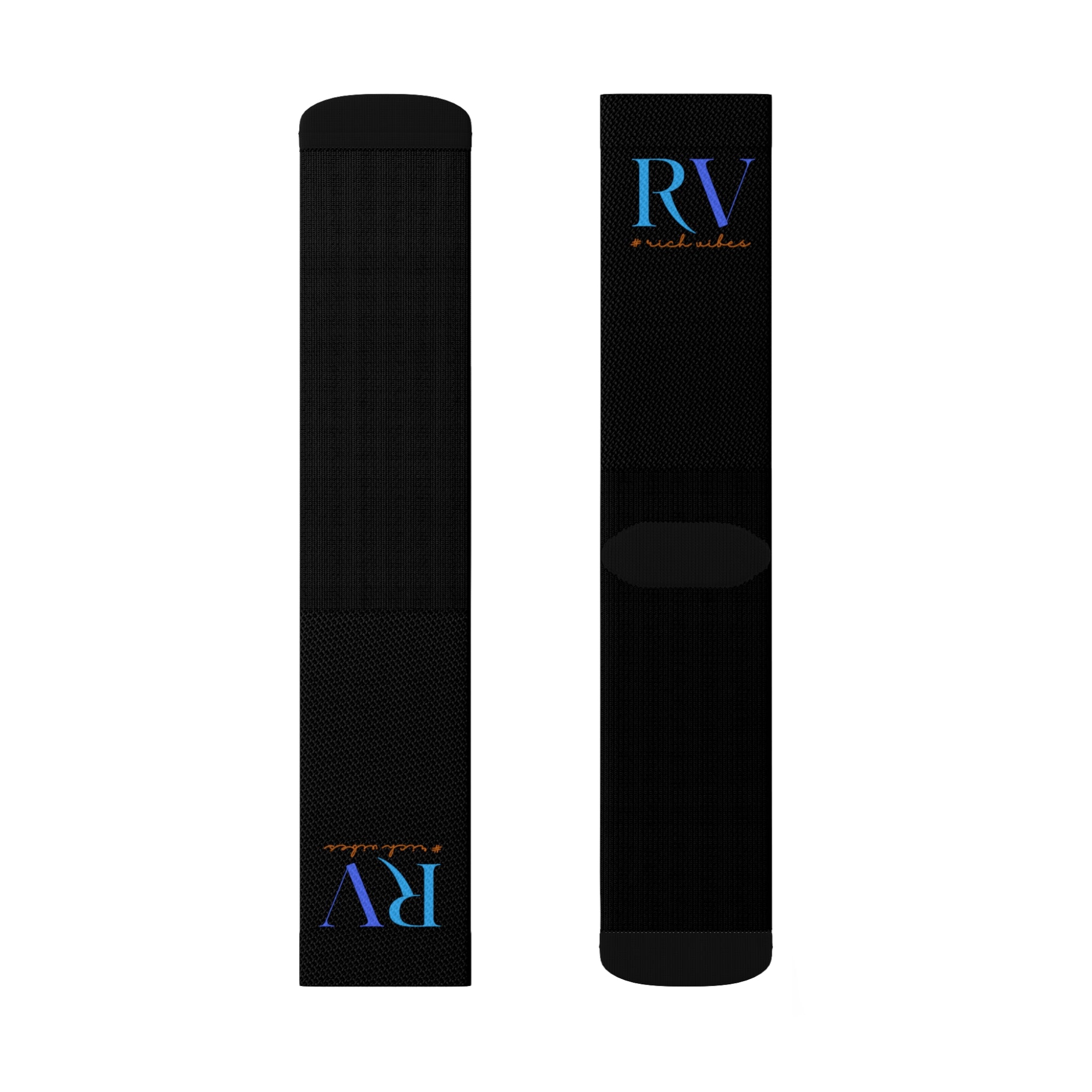 Rich Vibes RV Logo Black - Sublimation Socks