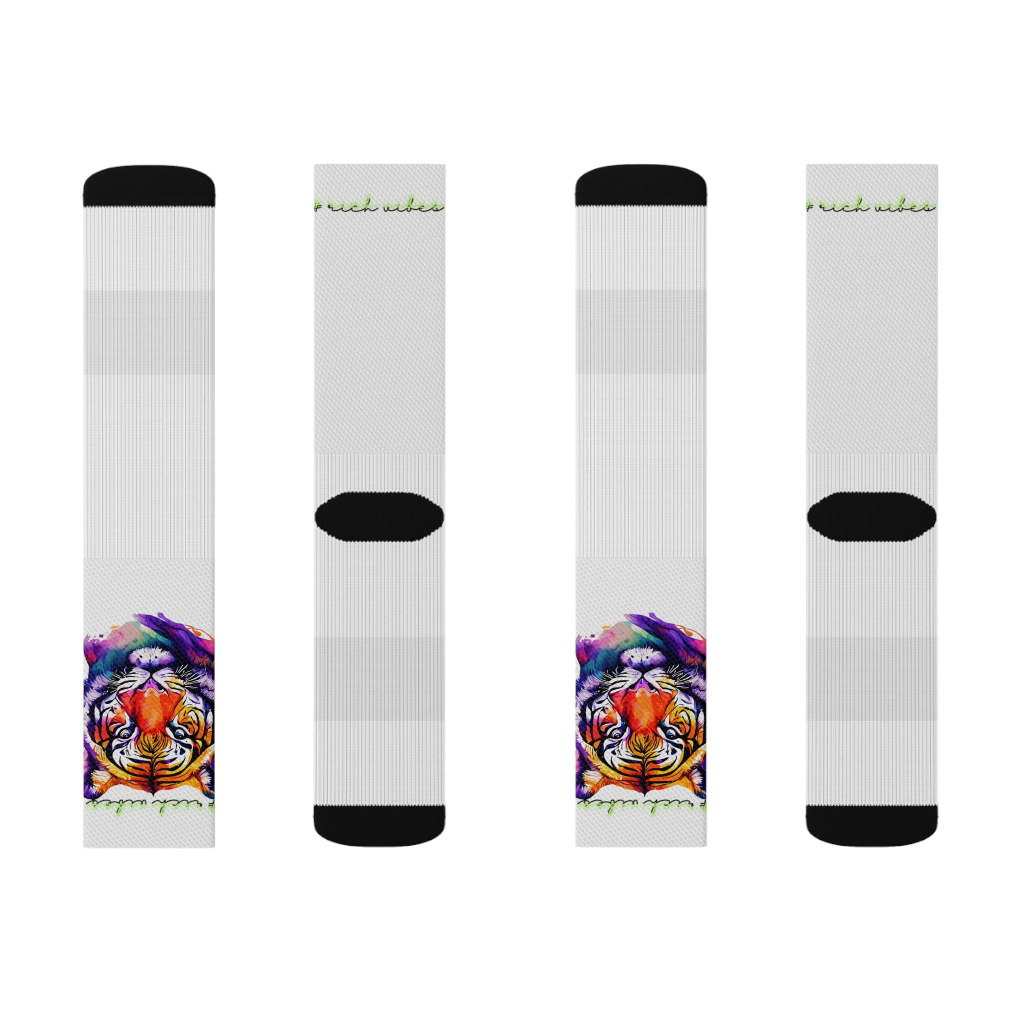 Rich Vibes Volt Tropical Jungle Tiger - Sublimation Socks White