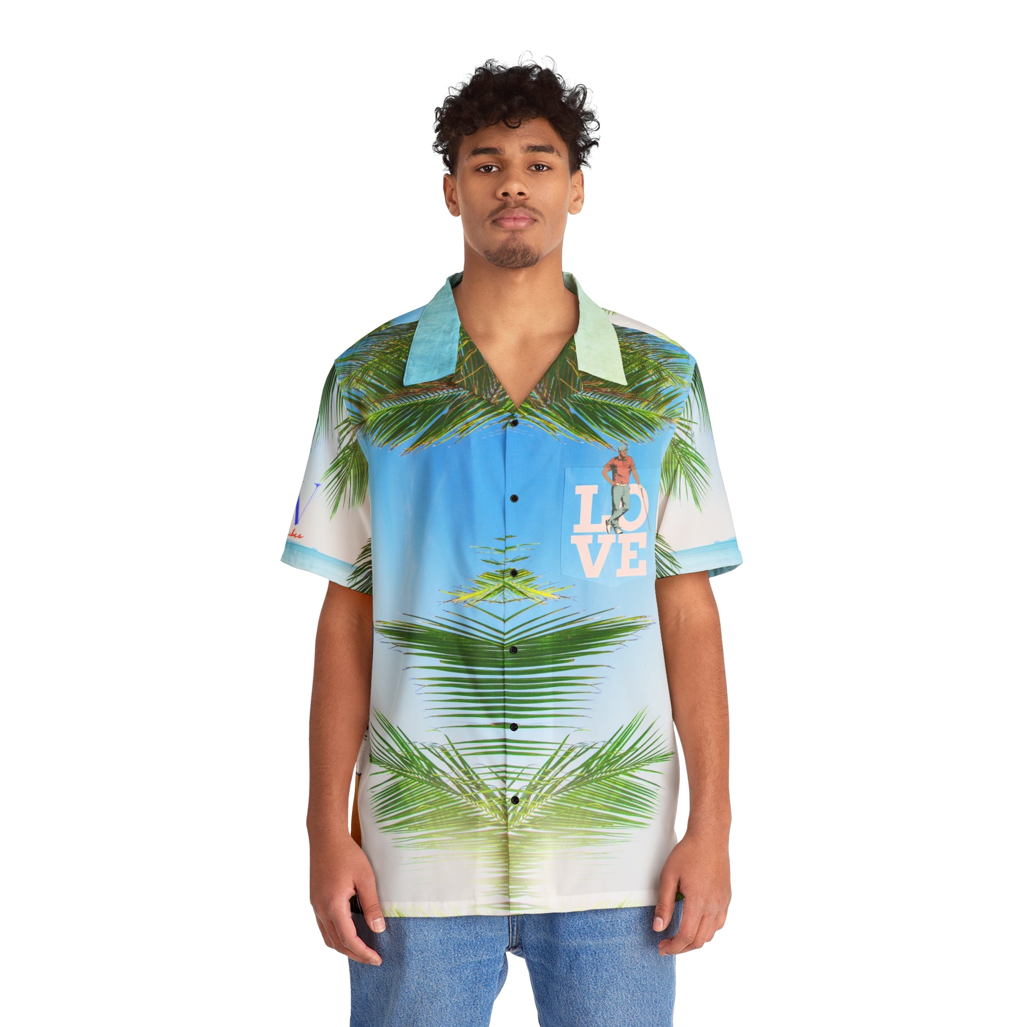 Rich Vibes RV Golfer's Love Blue Ocean Sunrise 1.0 - Men's Hawaiian Shirt (AOP)