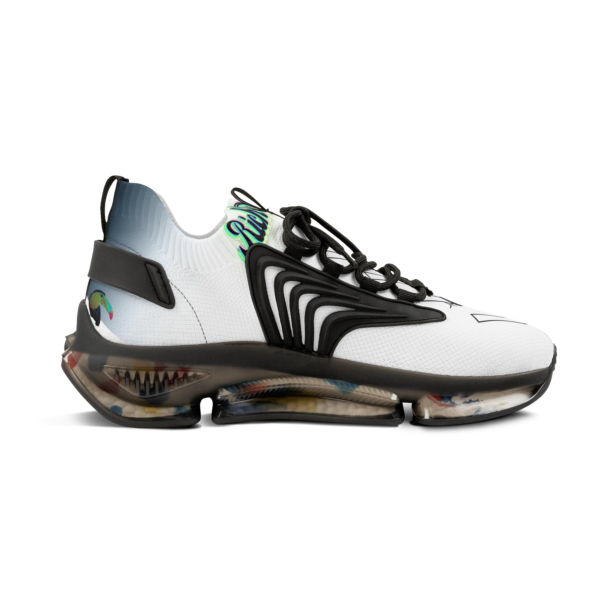 RV5 Pulse Tropical Neon Green Glow Logo - Men's Mesh Sneakers White