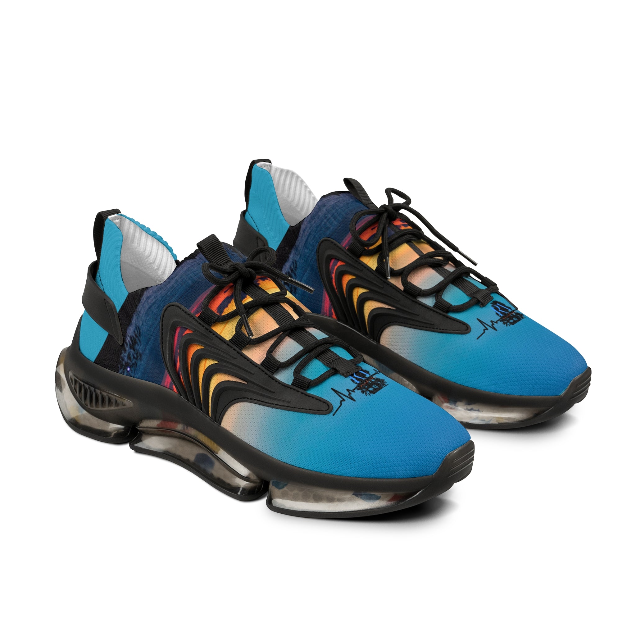 RV5 Black Turquoise Summer Sunset Beach - Men's Mesh Sneakers