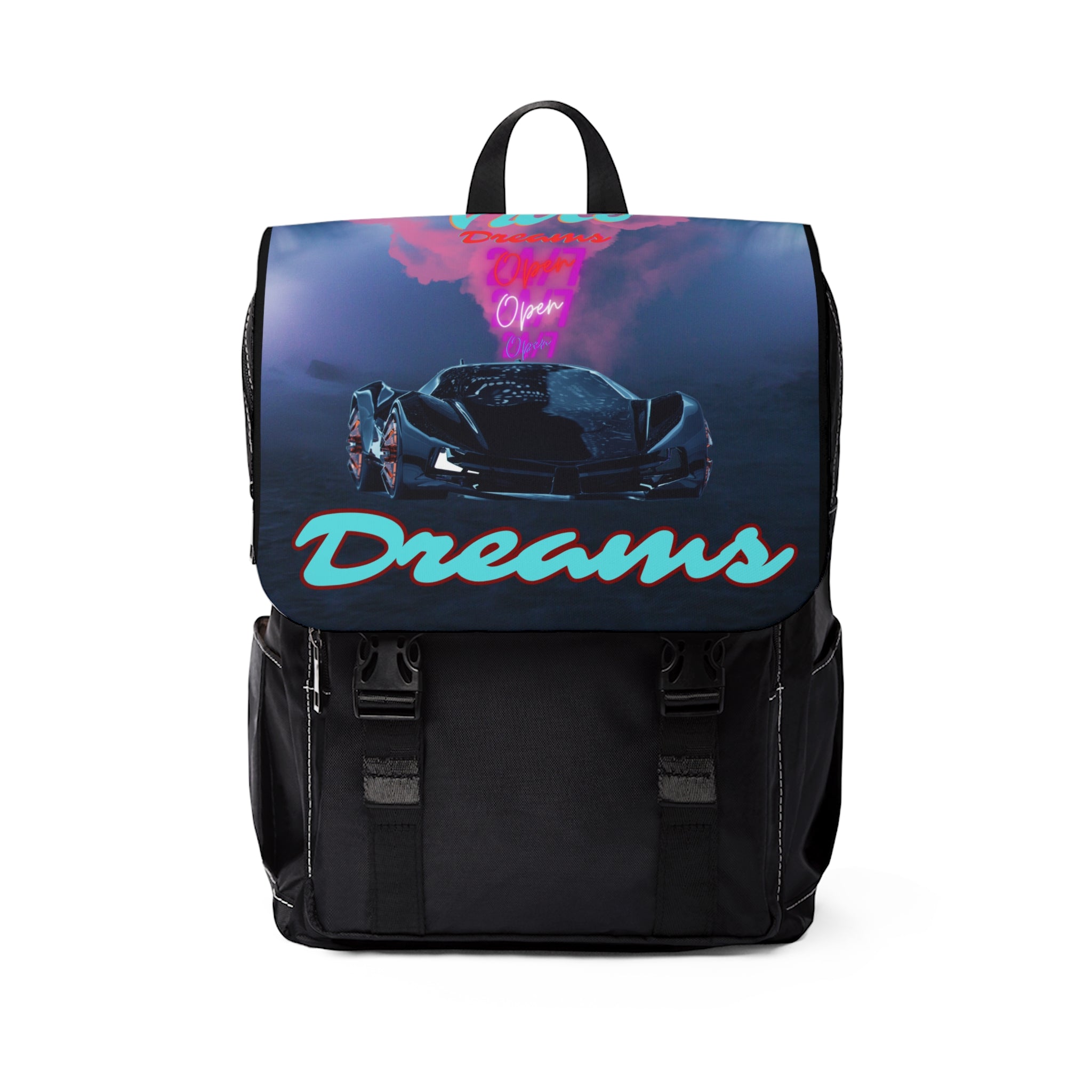 Rich Vibes Big Dreams Open 24/7 - Unisex Casual Shoulder Backpack