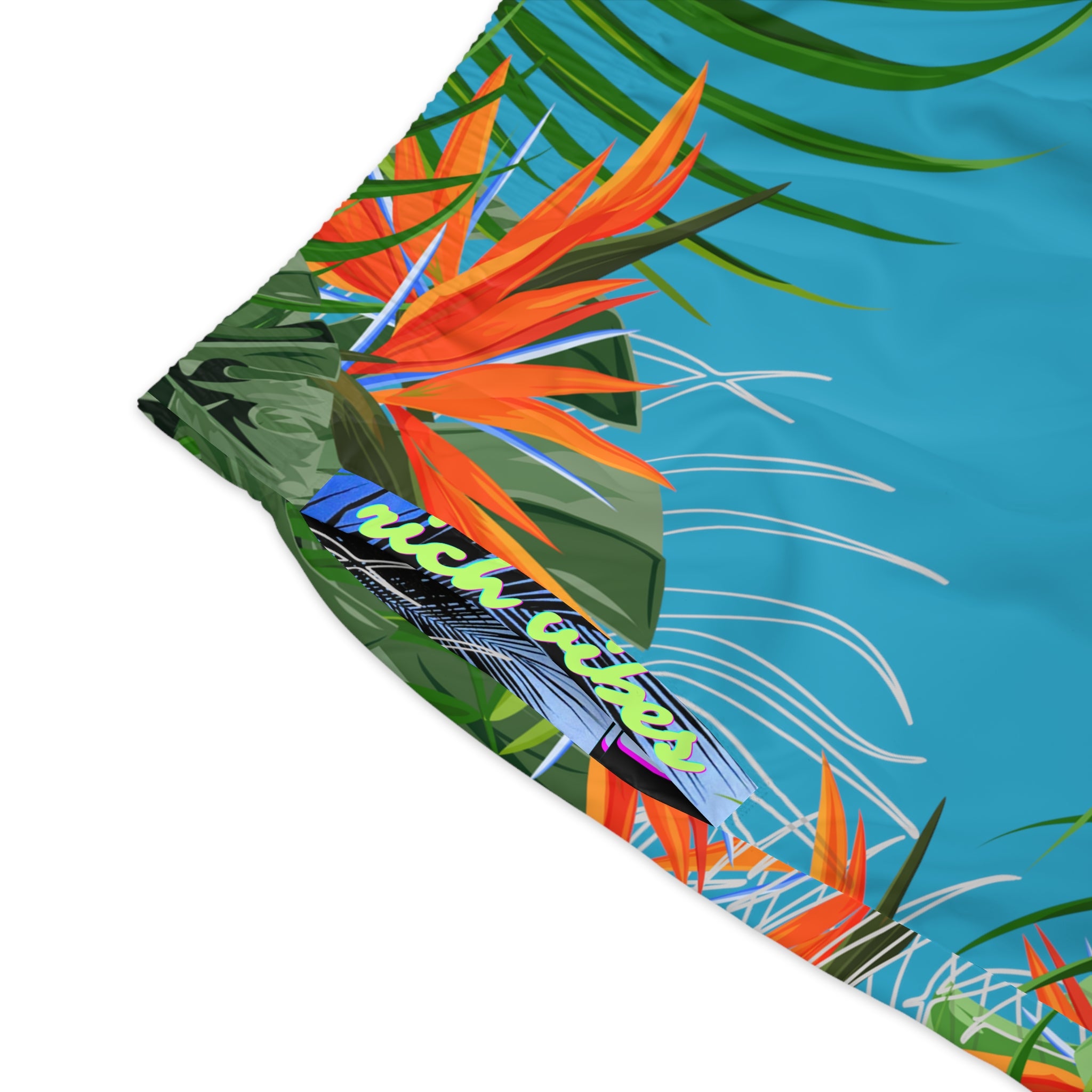 Rich Vibes Volt Turquoise Tropical Jungle Print - Men's Jogger Shorts (AOP)Black