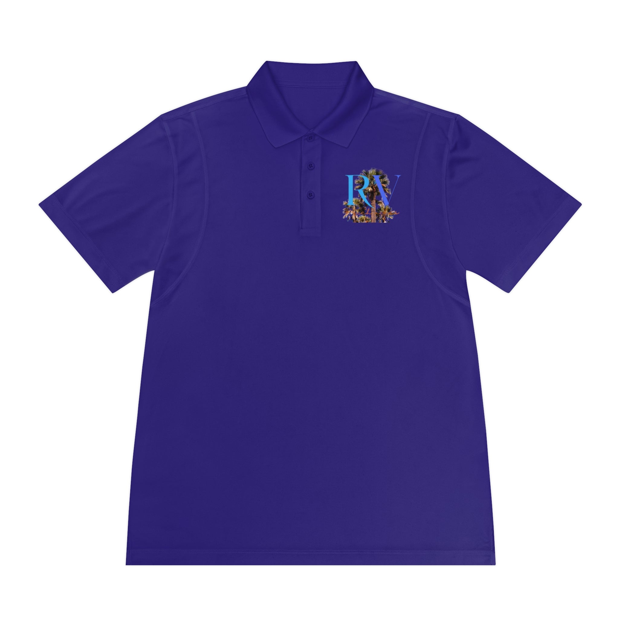 Rich Vibes Palm Trees RV Logo Blue Skies - Men's Sport Polo Shirt