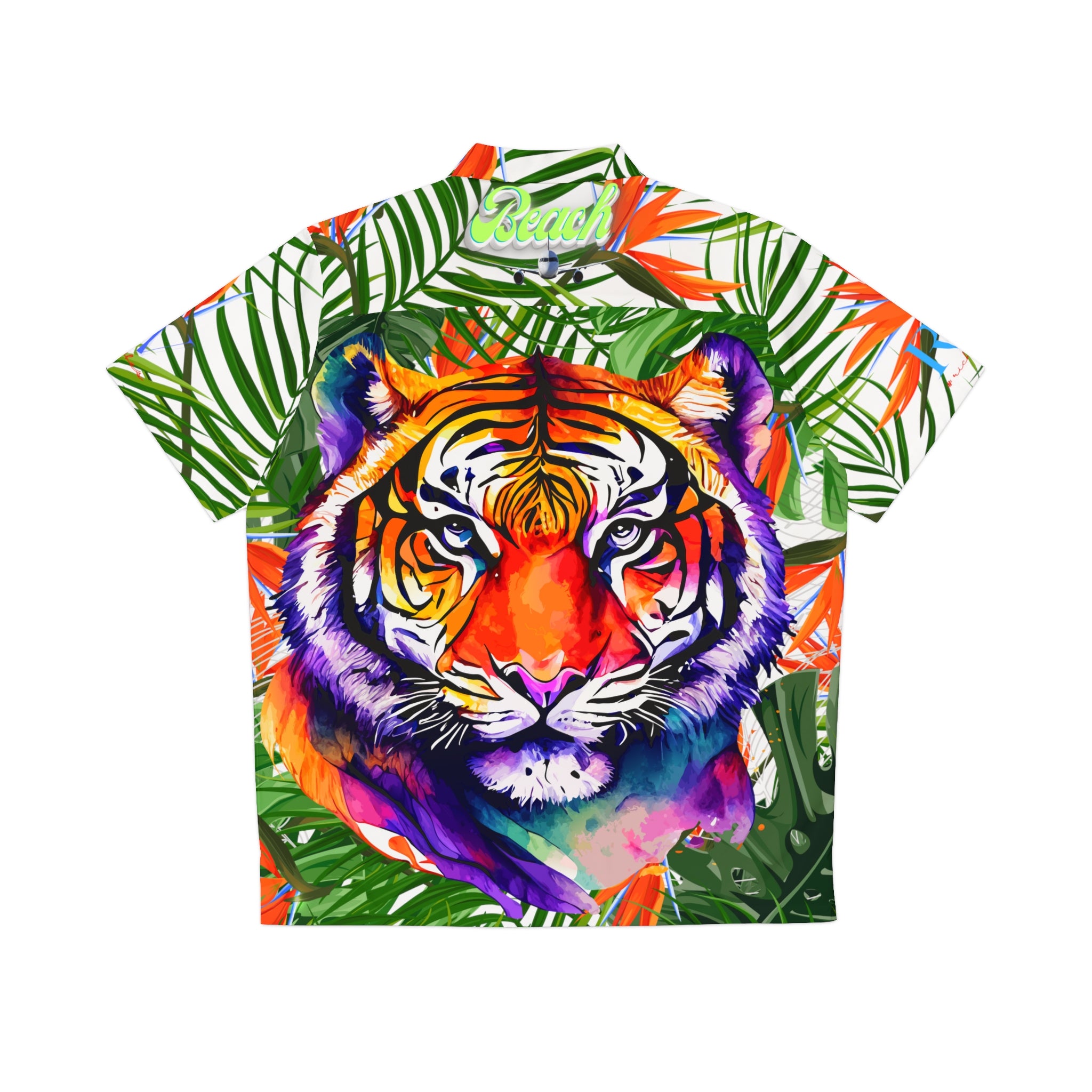 Rich Vibes Tropical Jungle Tiger RV Golfer's  - Men's Hawaiian Shirt (AOP)White