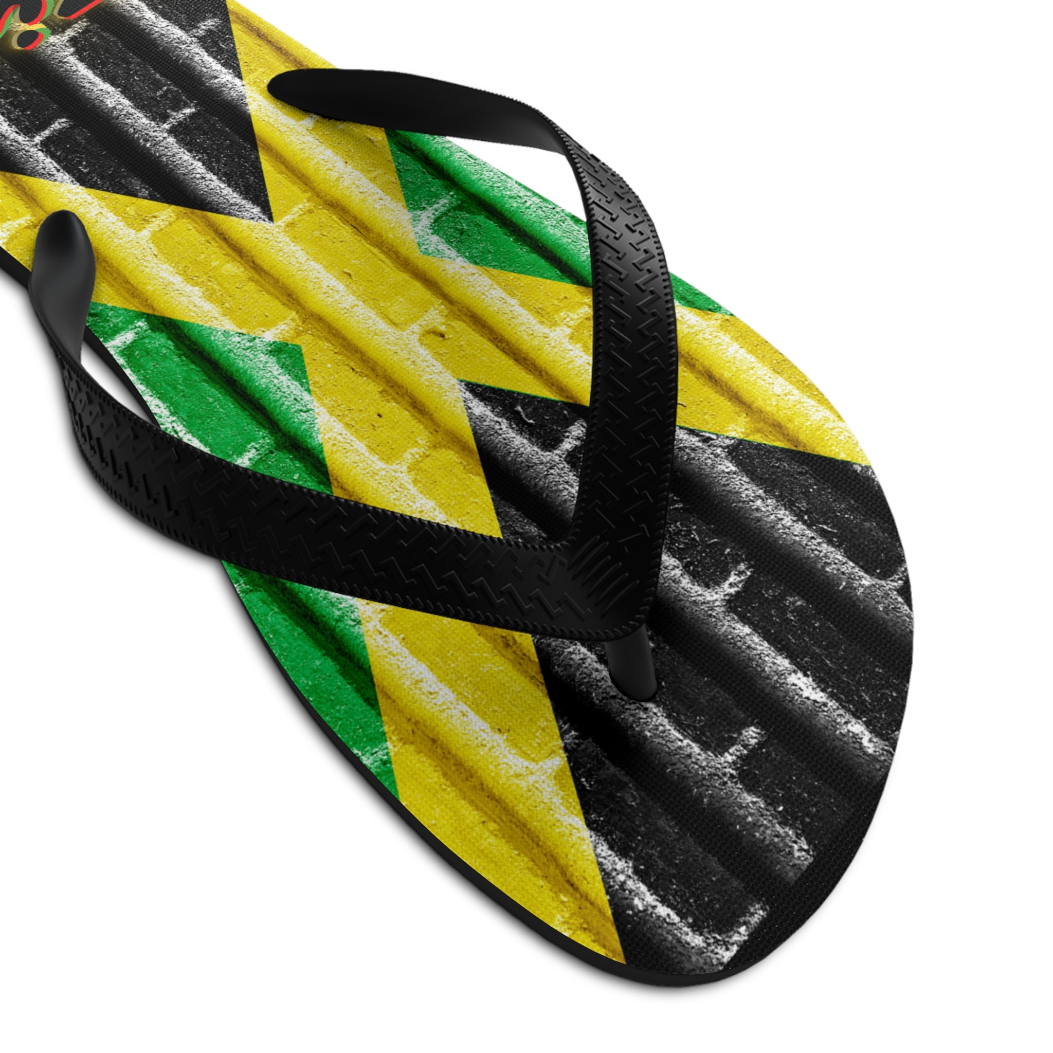 Rich Vibes ZION Jamaica Flag - Unisex Flip-Flops - L