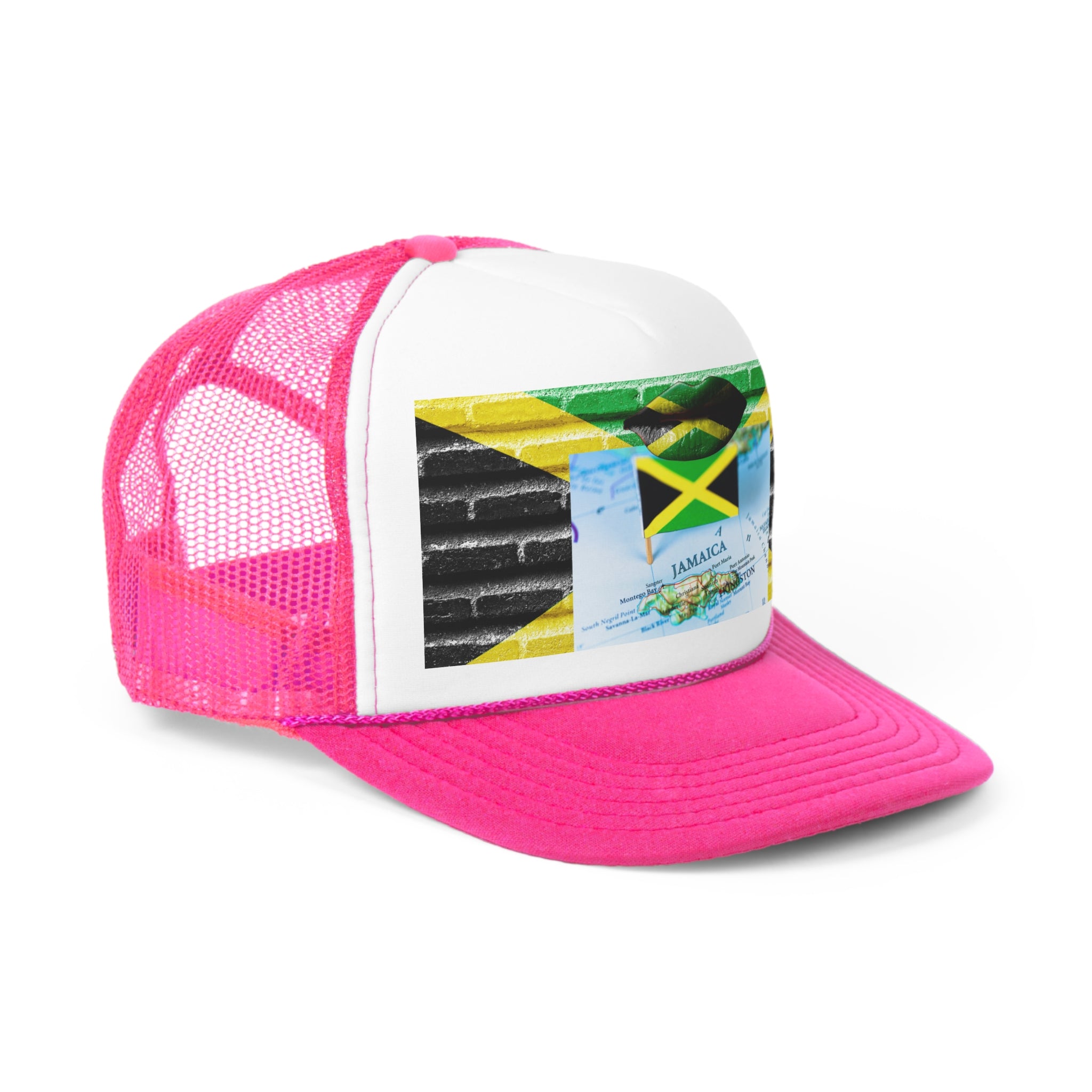 Rich Vibes Jamaica Flag Lips on the Map - Trucker Hat