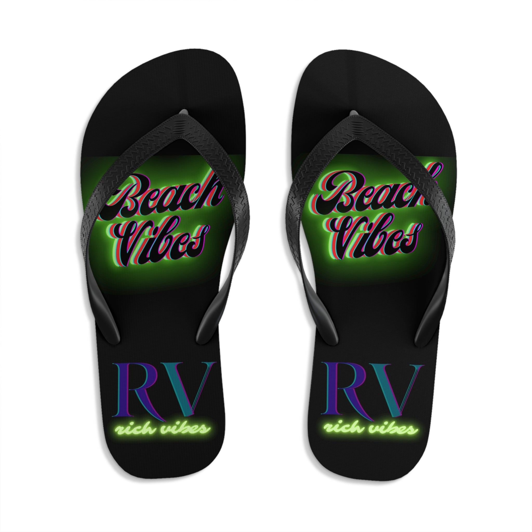 Rich Vibes RV Neon Beach Vibes - Unisex Flip-Flops - L