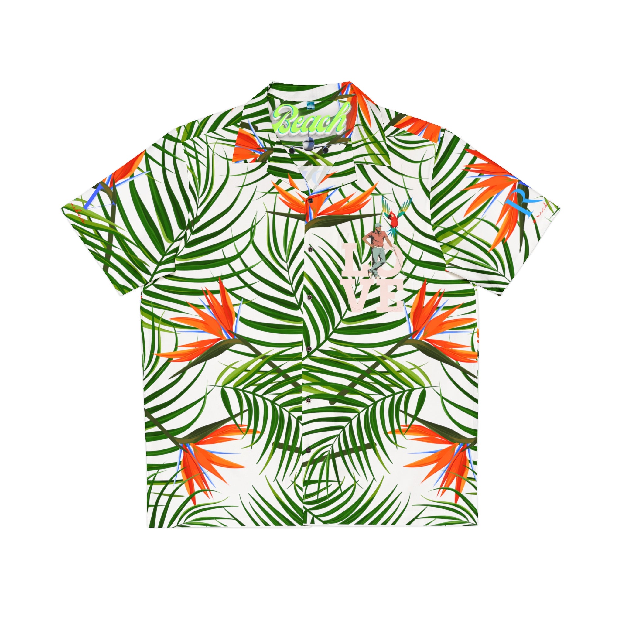 Rich Vibes Tropical RV Golfer's Love - Men's Hawaiian Shirt (AOP)White
