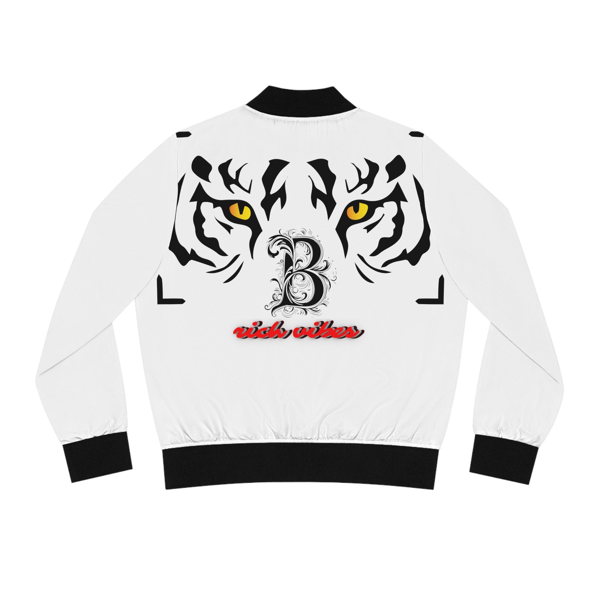Rich Vibes RR B Eye of the Tiger - Women's Bomber Jacket (AOP) White
