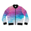 Vineyard Vibes V Purple Ocean wave - Women's White Bomber Jacket (AOP)