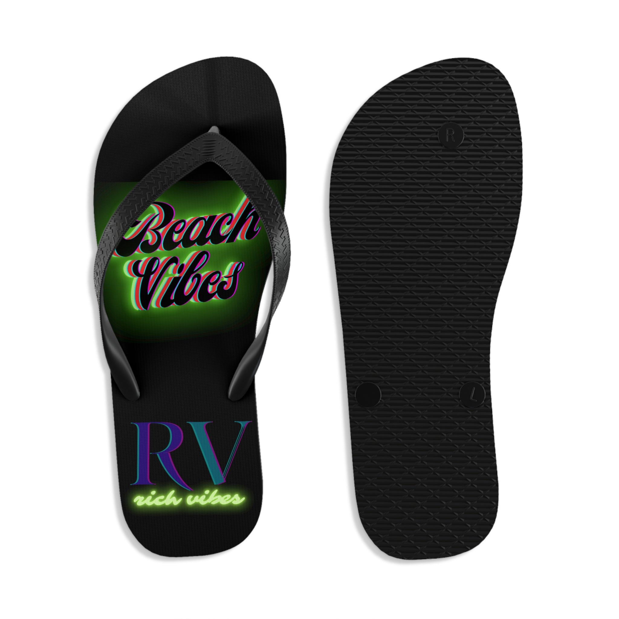 Rich Vibes RV Neon Beach Vibes - Unisex Flip-Flops - L
