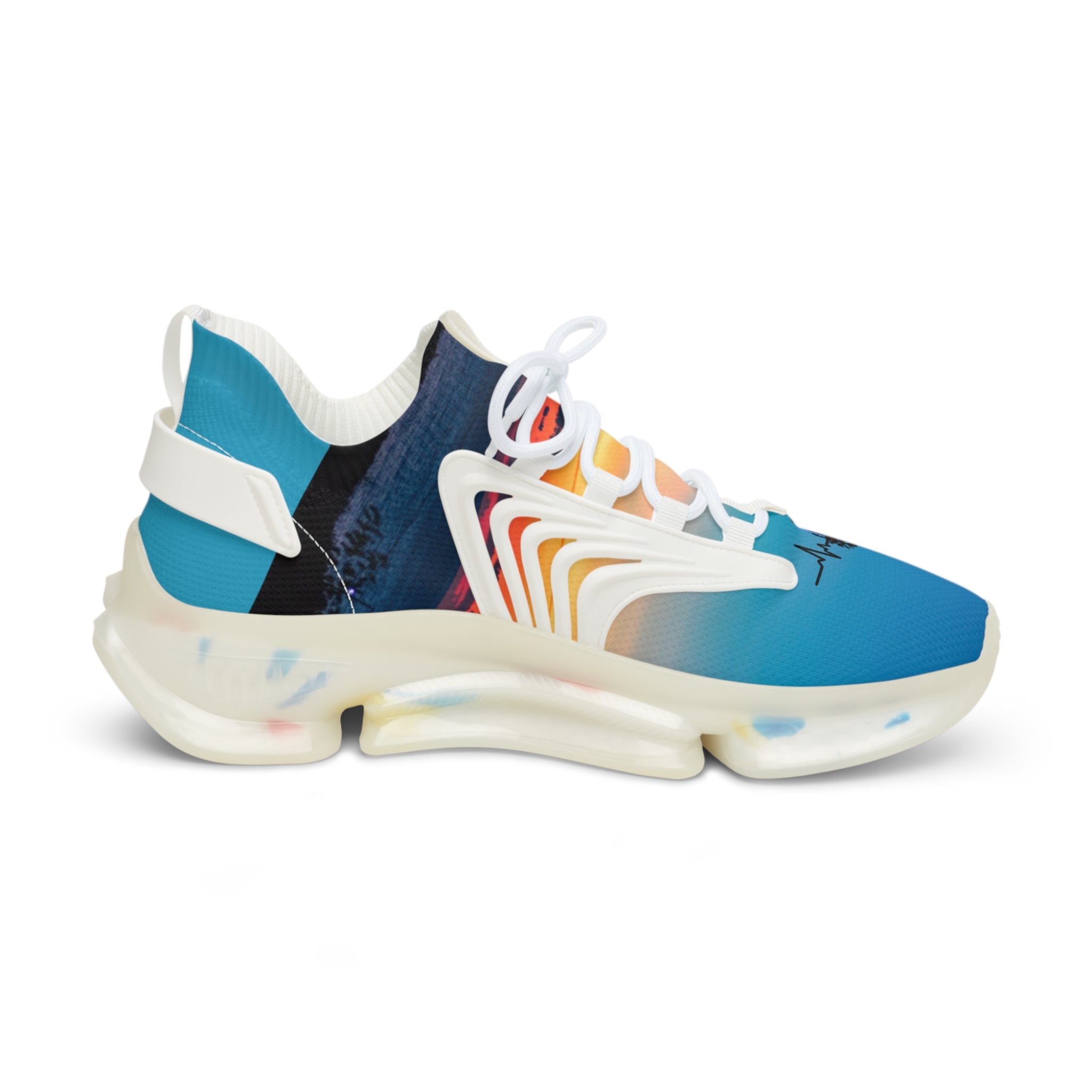 RV5 Black Turquoise Summer Sunset Beach - Men's Mesh Sneakers