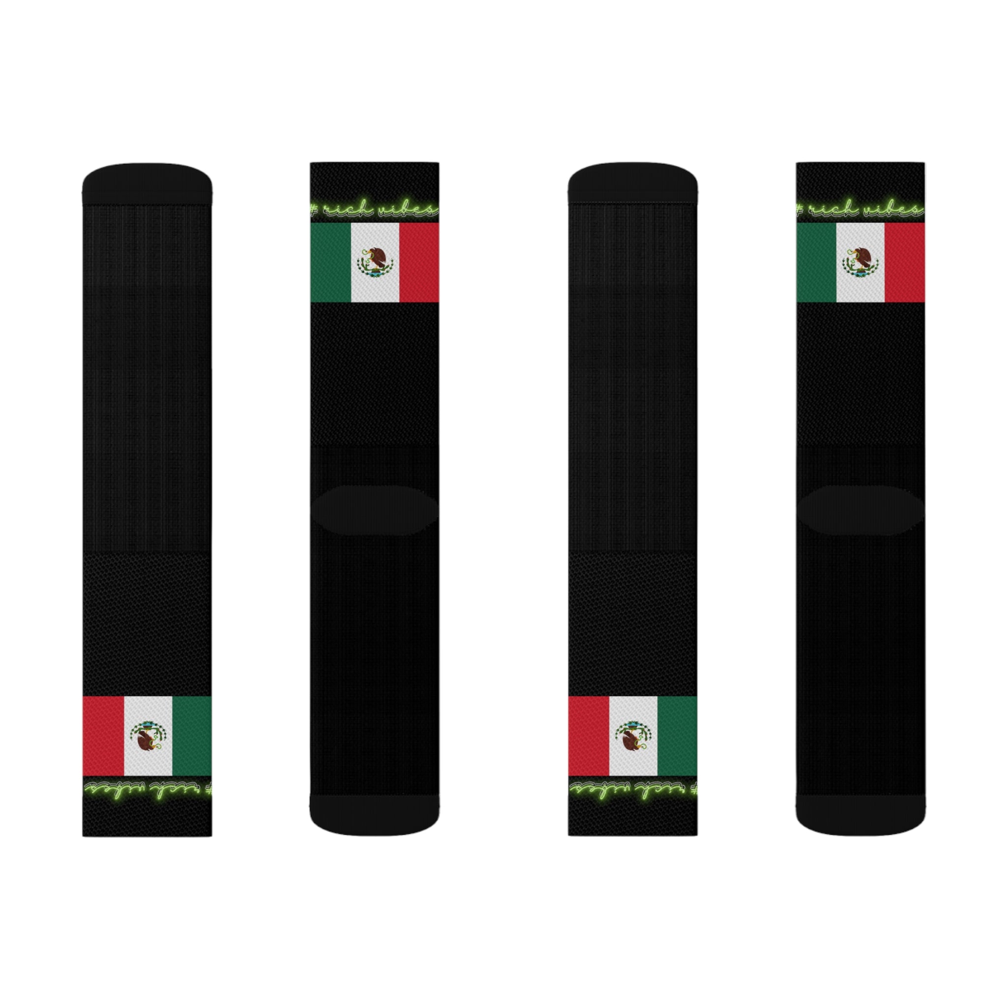 Rich Vibes Volt Mexican Flag Black - Sublimation Socks