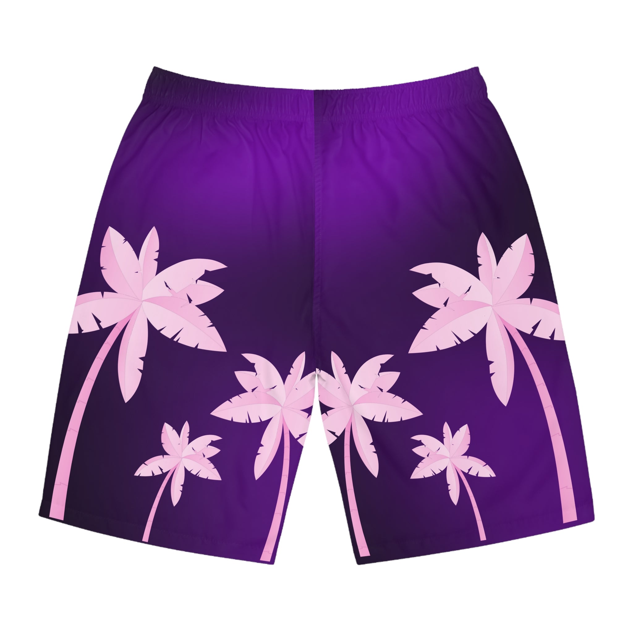 Rich Vibes Volt Purple Tropical Pink Palm Tree Beach Chill Vibes 2.5 - Men's Board Shorts (AOP)