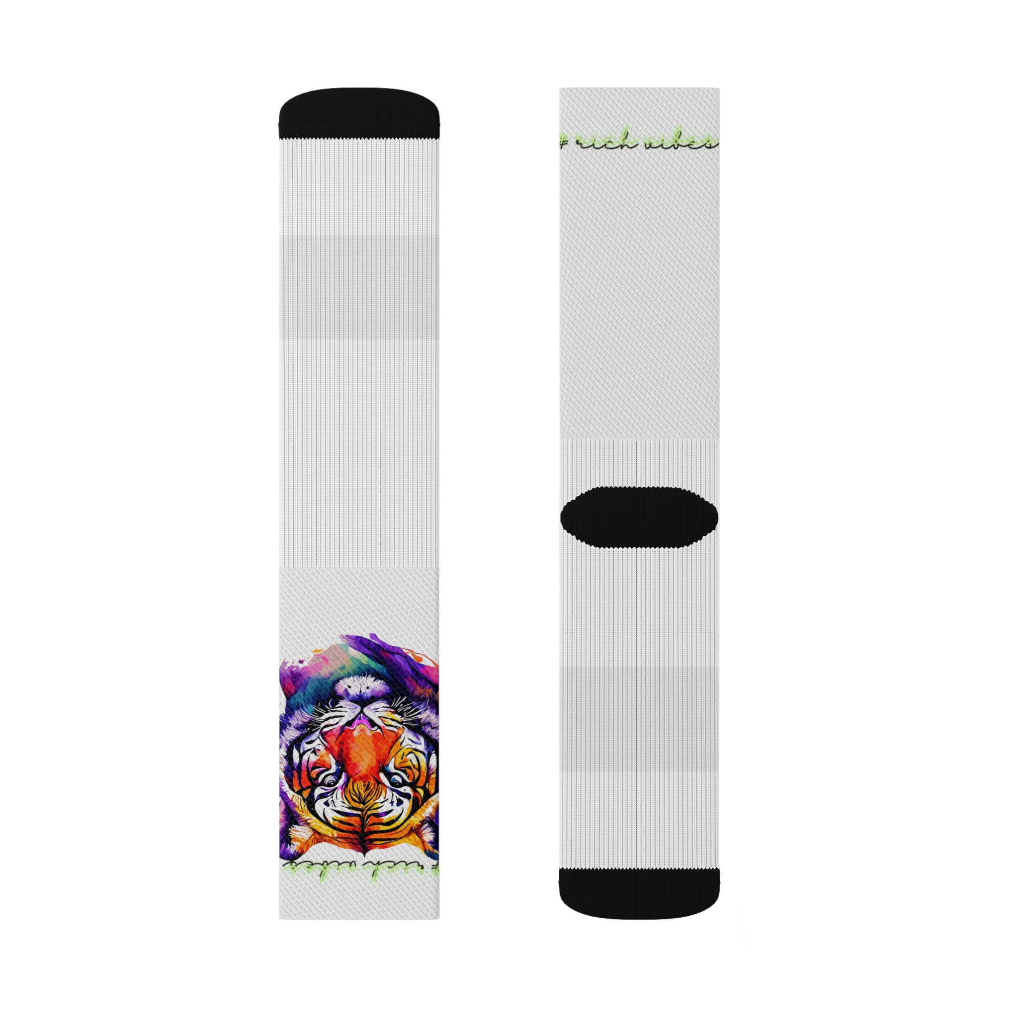 Rich Vibes Volt Tropical Jungle Tiger - Sublimation Socks White