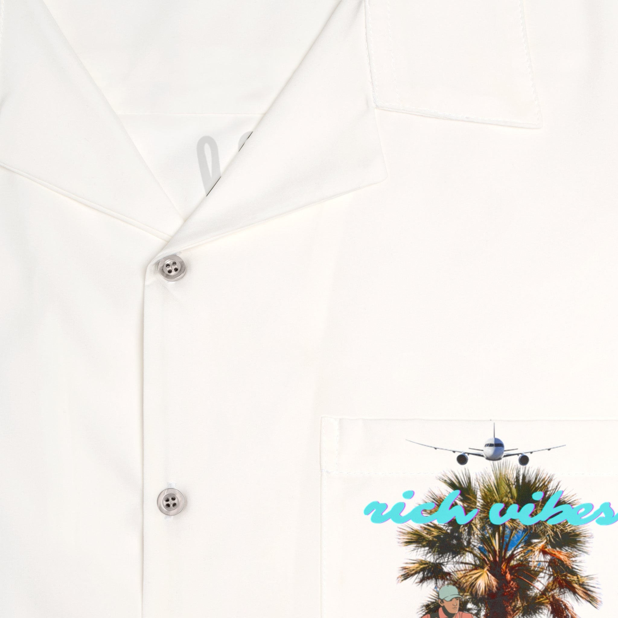 Rich Vibes RV Golfer's Colorful Palm Tree Chill Vibes - Men's Hawaiian Shirt (AOP)White