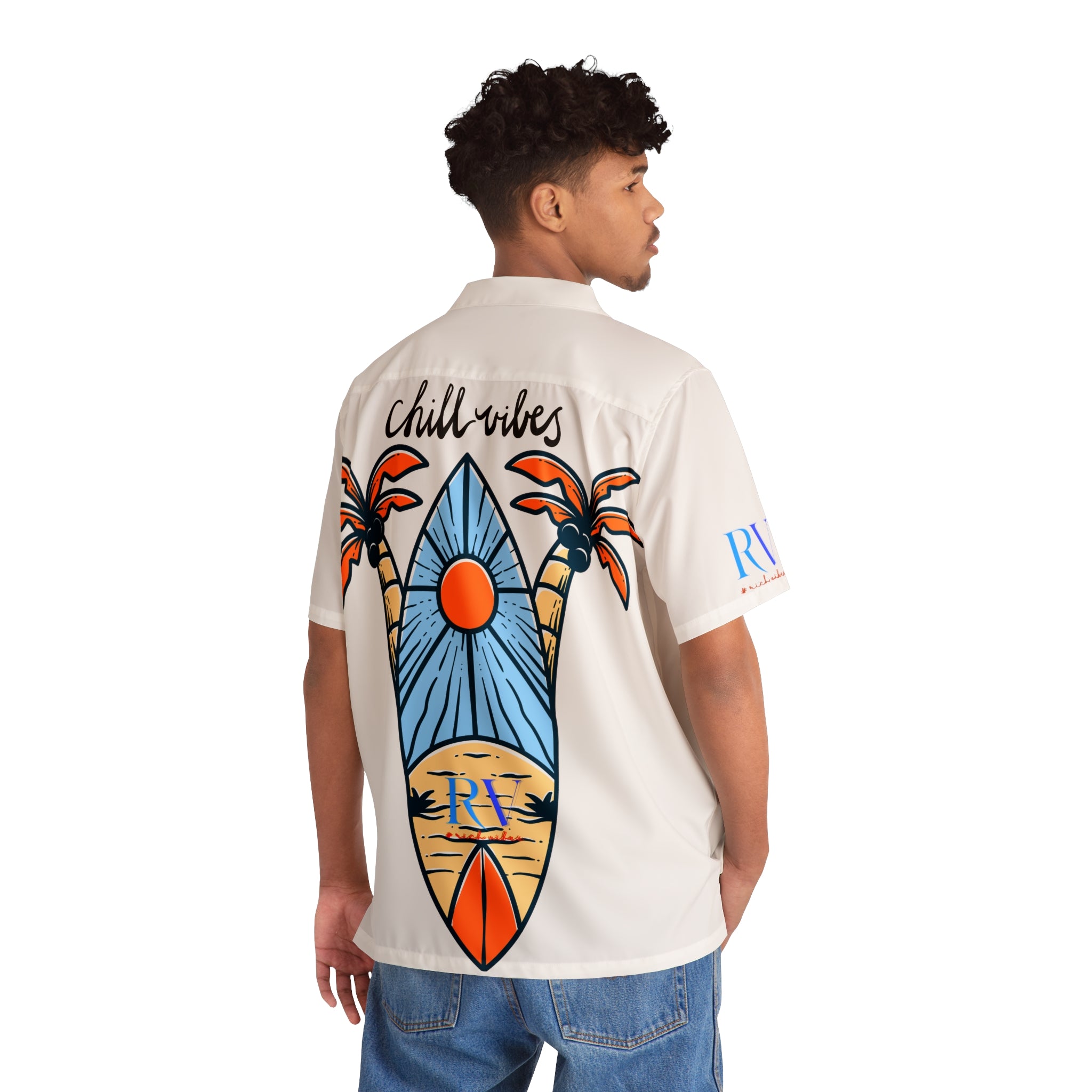 Rich Vibes RV Golfer's Love Chill Vibes - Men's Hawaiian Shirt (AOP)White