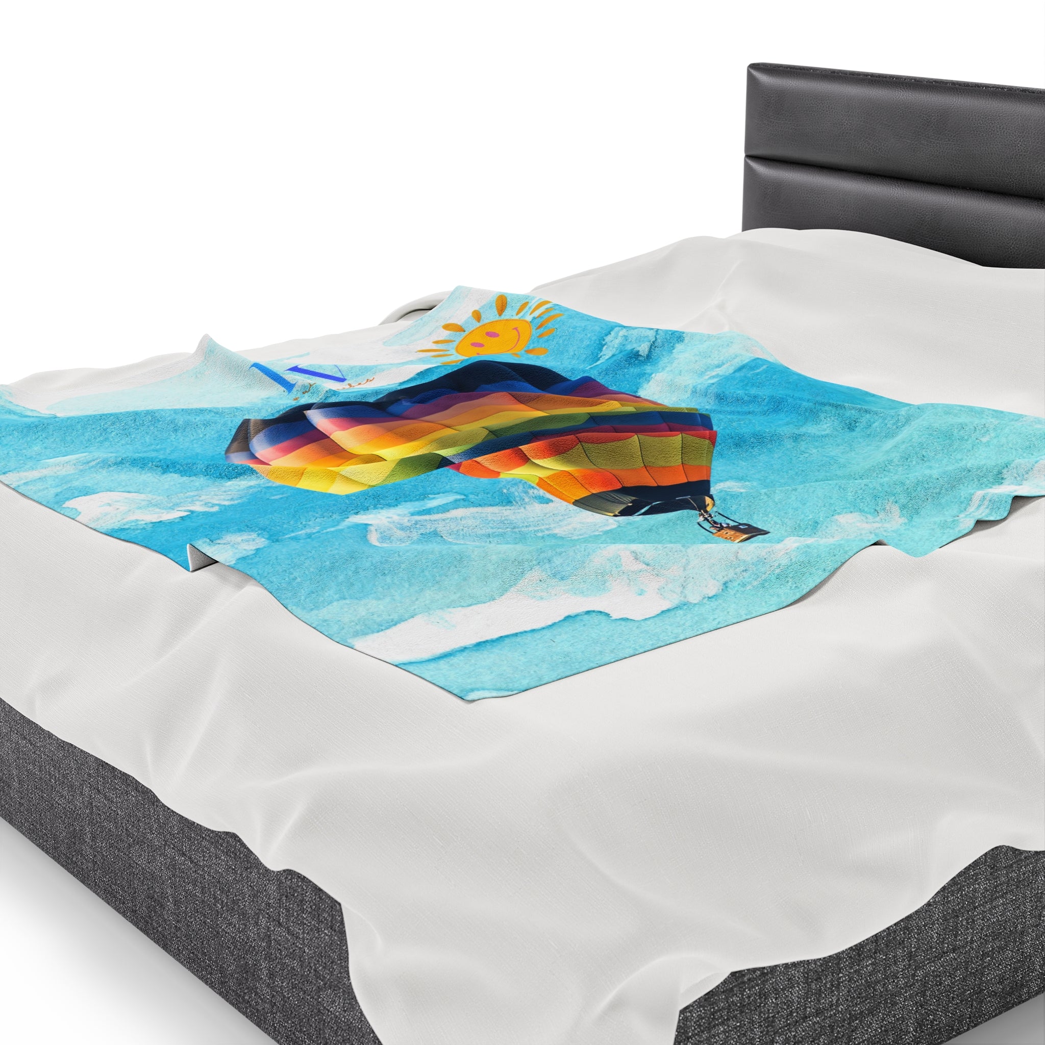 RV Multi- Colored Air Balloon Smiley Sunshine - Velveteen Plush Blanket