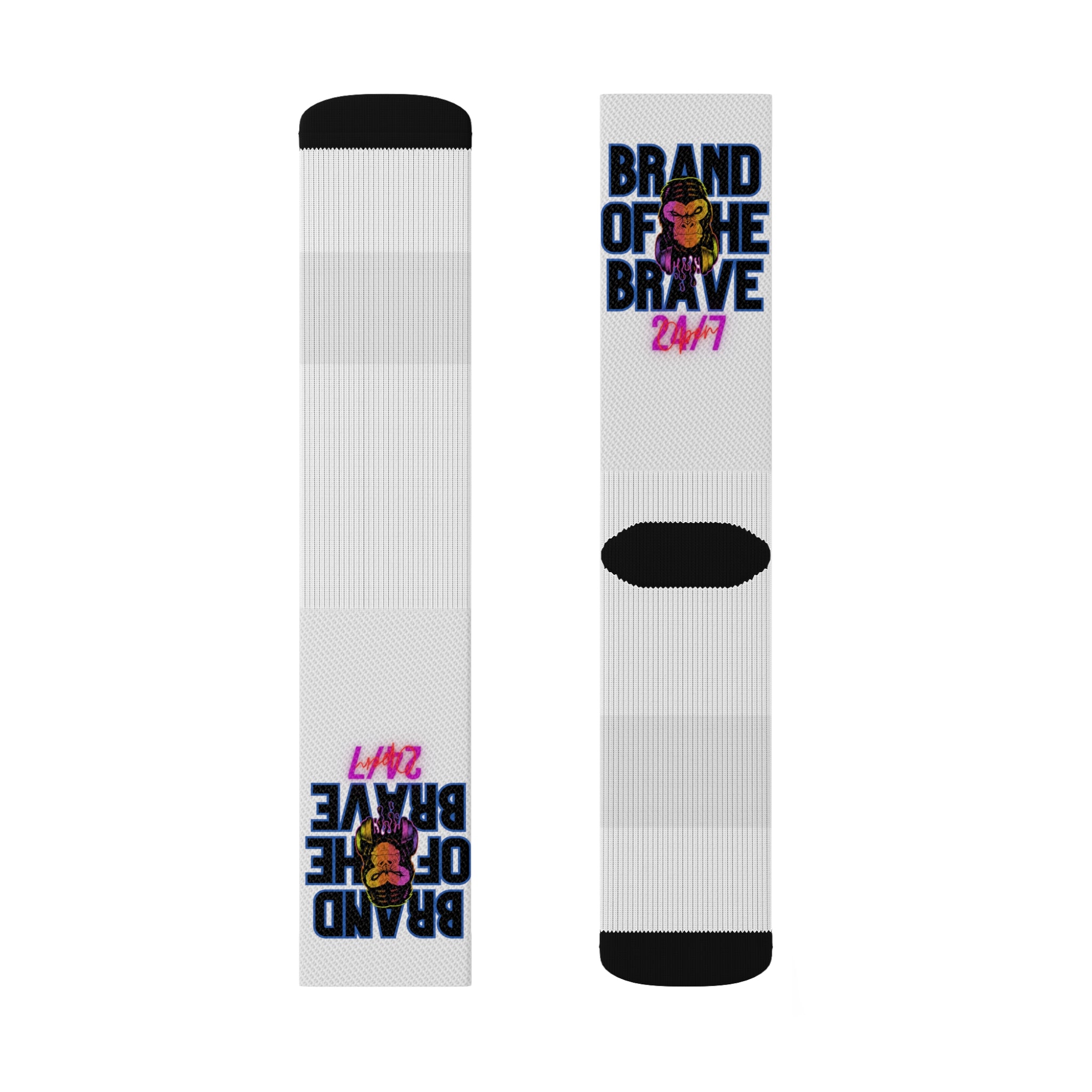 Rich Vibes Brand Of The Brave White - Sublimation Socks