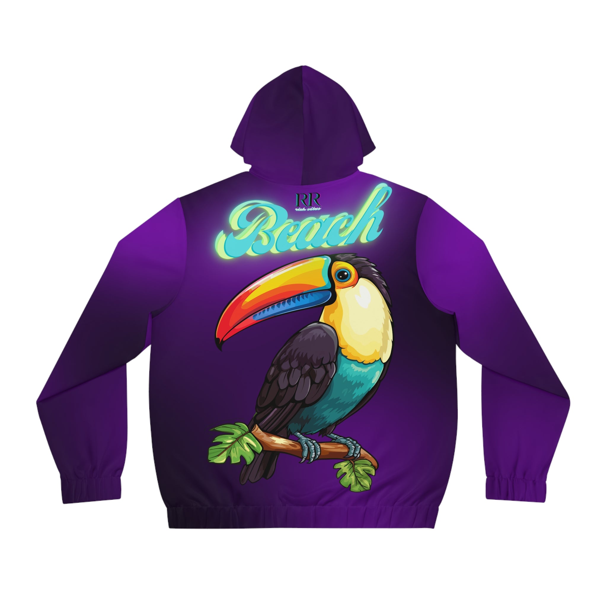 Rich Vibes RR Volt Purple Tropical Beach Bird 1.5 - Men's Full-Zip Hoodie (AOP)