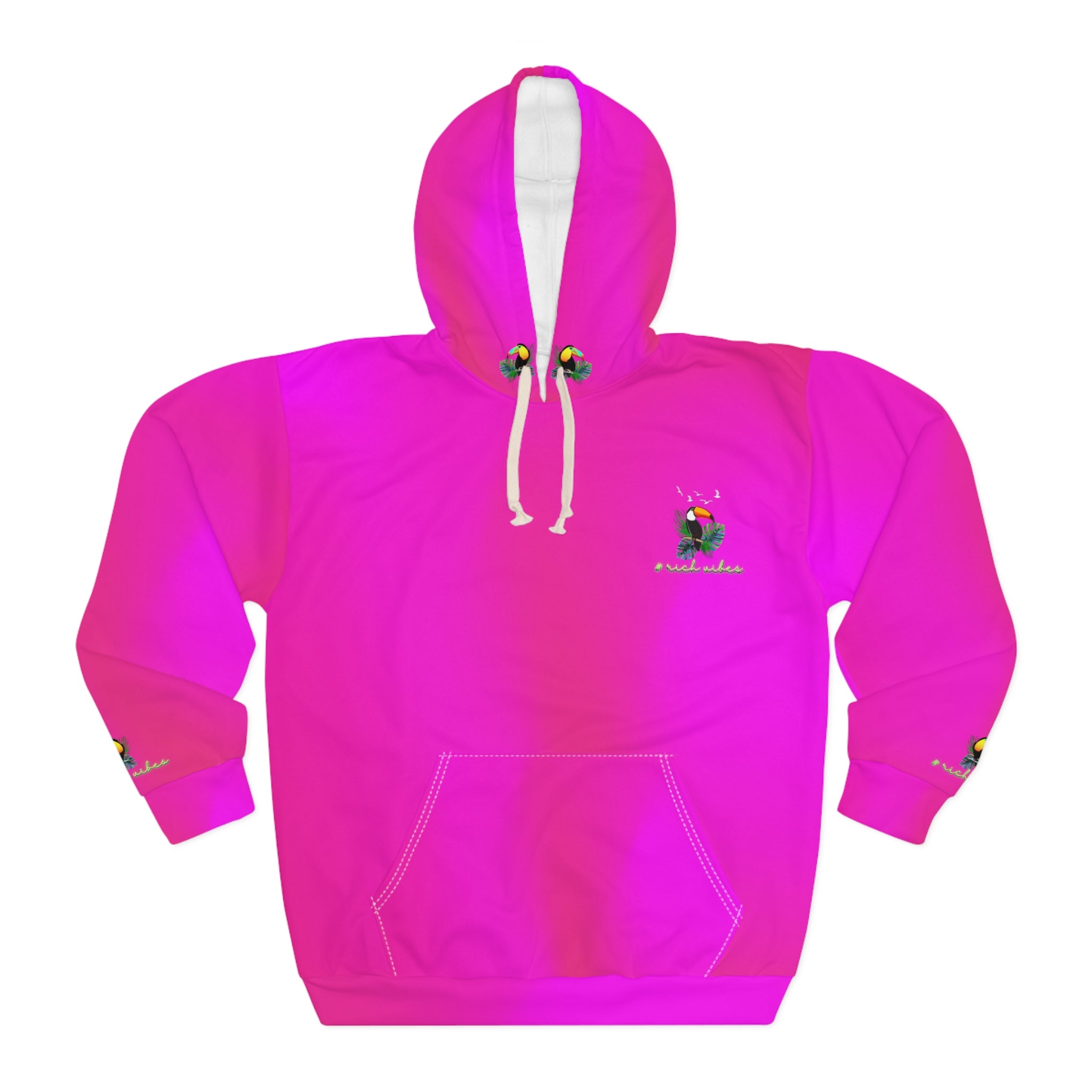 Rich Vibes Tropical Pink Volt RR Tropical Jungle Tiger 1.0 - Unisex Pullover Hoodie (AOP)