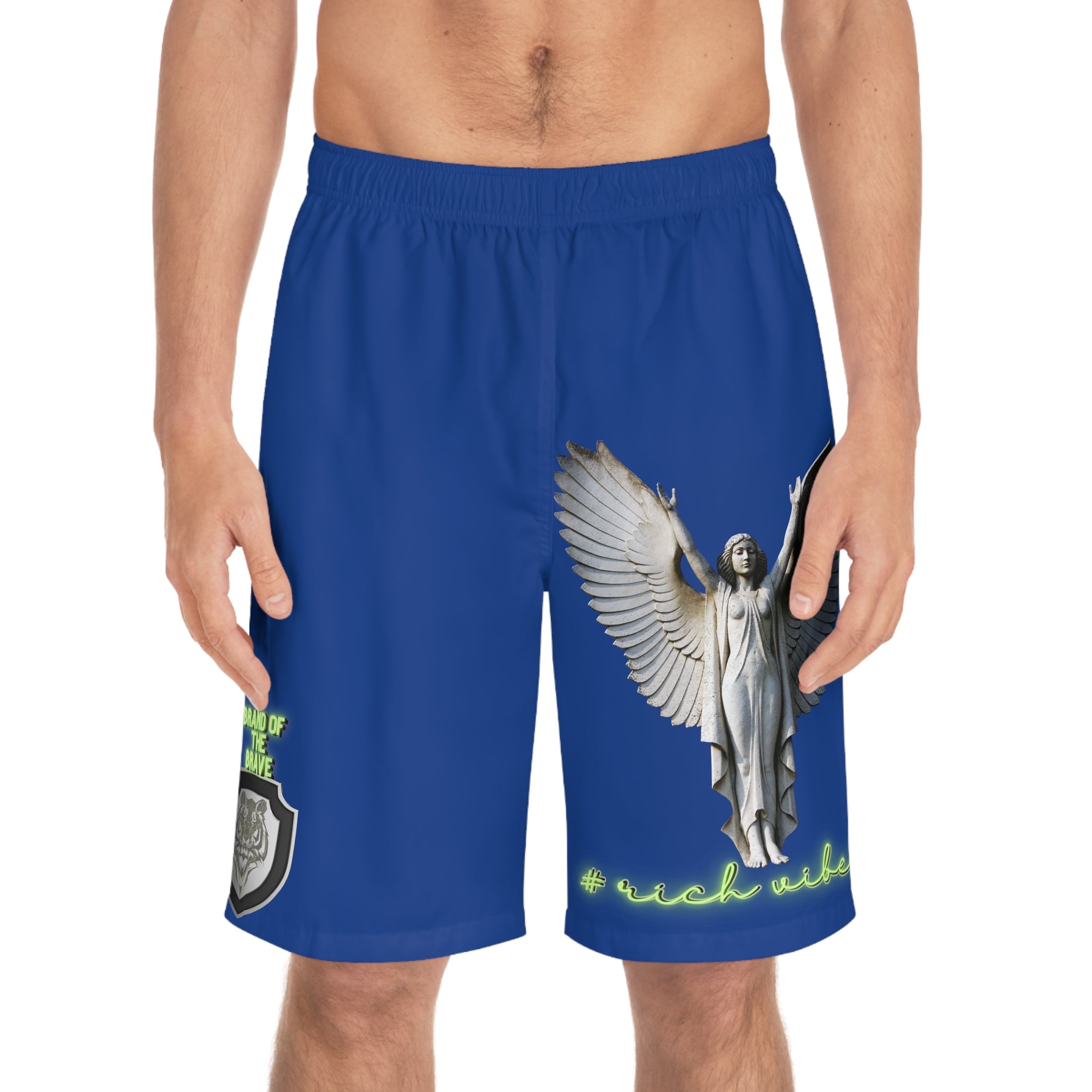 Rich Vibes Volt Brand Of The Brave ARCH Angel Shield Royal Blue - Men's Board Shorts (AOP)