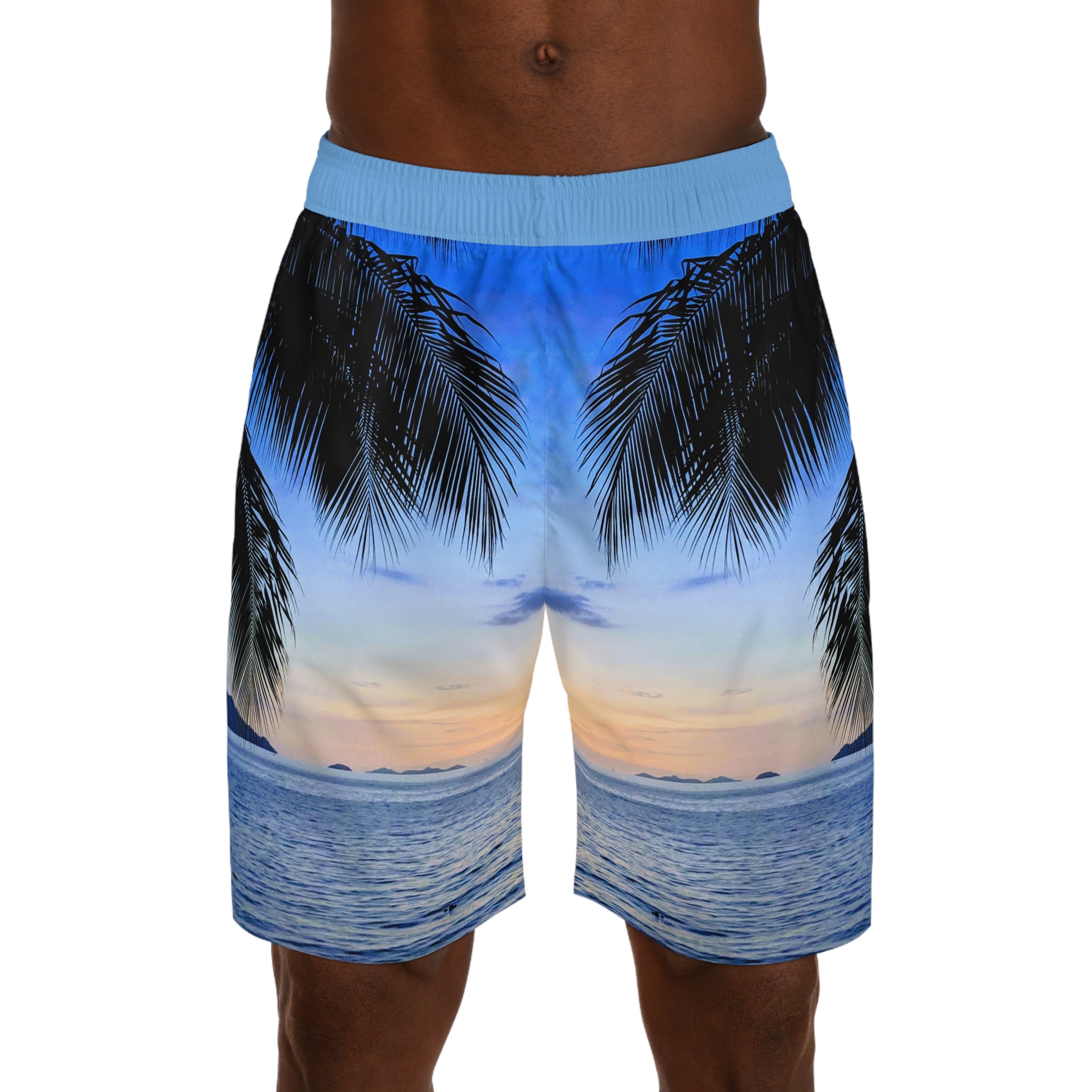Rich Vibes Volt Blue Sky Sunset - Men's Jogger Shorts (AOP)Light Blue