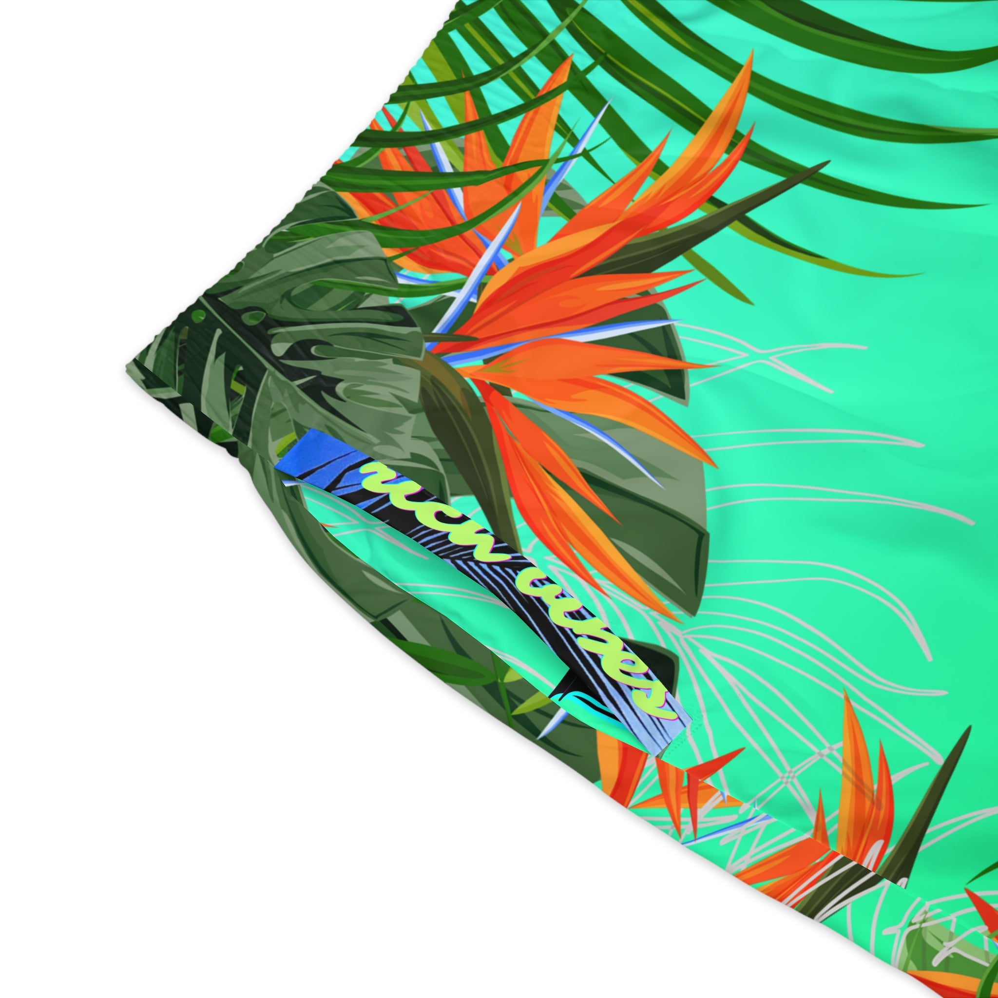 Rich Vibes Volt Green Tropical Jungle Print - Men's Jogger Shorts (AOP)Black