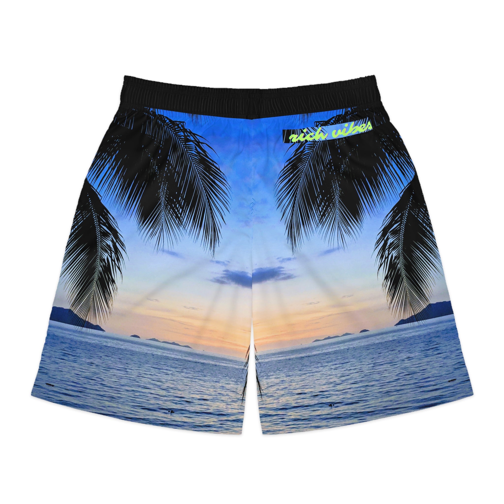 Rich Vibes Volt Blue Sky Sunset - Men's Jogger Shorts (AOP)Black