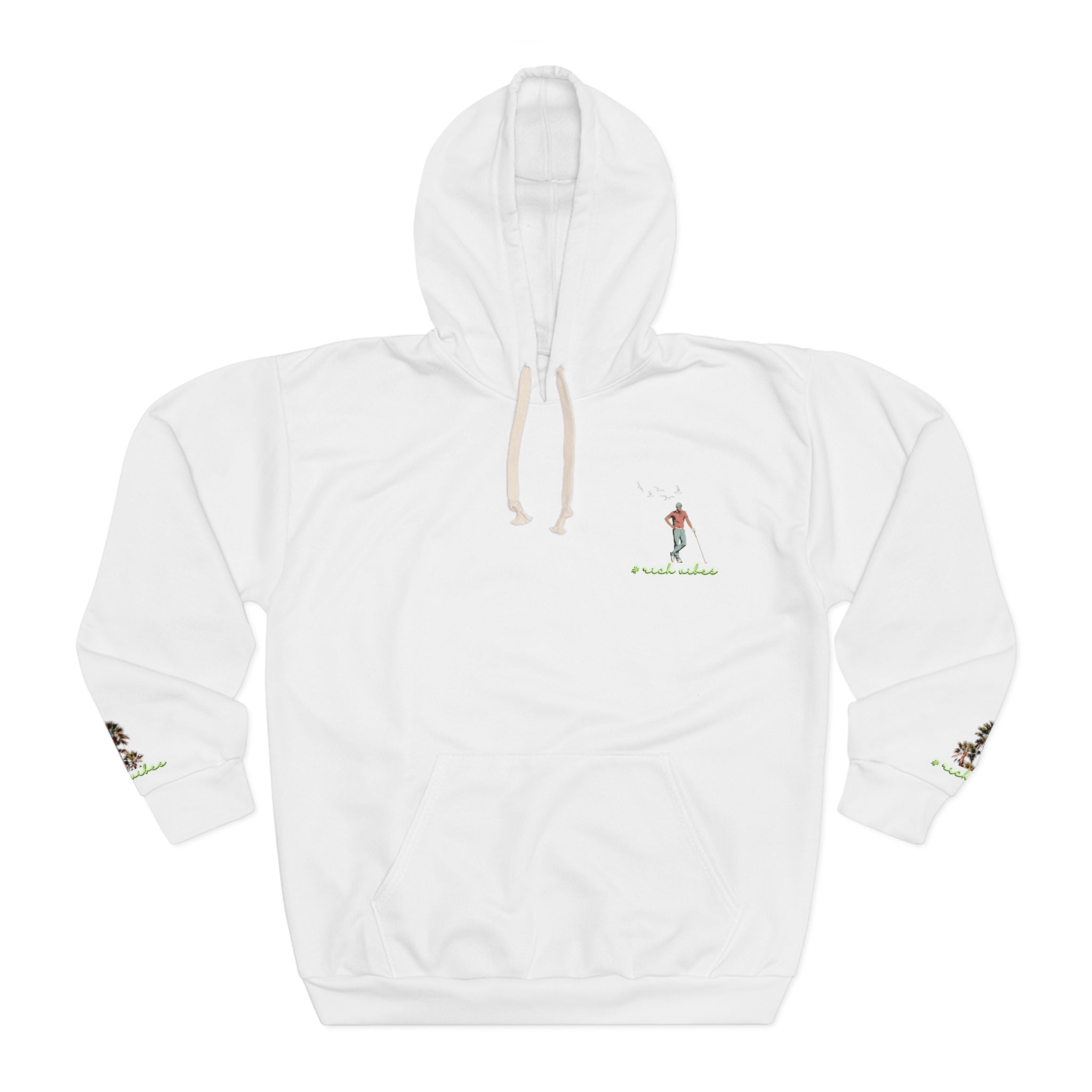 Rich Vibes White Volt RR Colorful Palm Trees Golf Pro 1.0 - Unisex Pullover Hoodie (AOP)