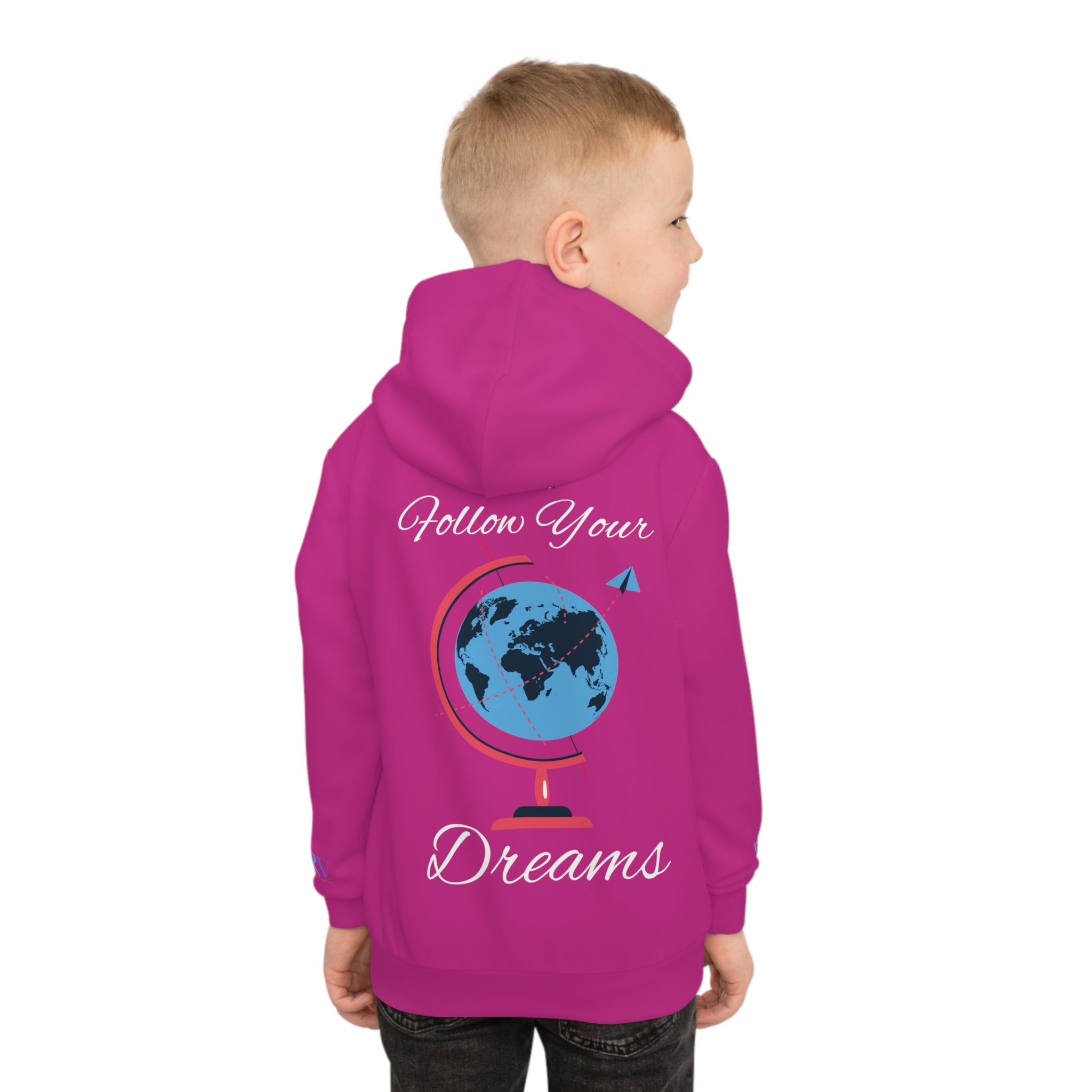 Rich Vibes Follow Your Dreams RV Color Palm Tree Pink-  Children's Hoodie (AOP)
