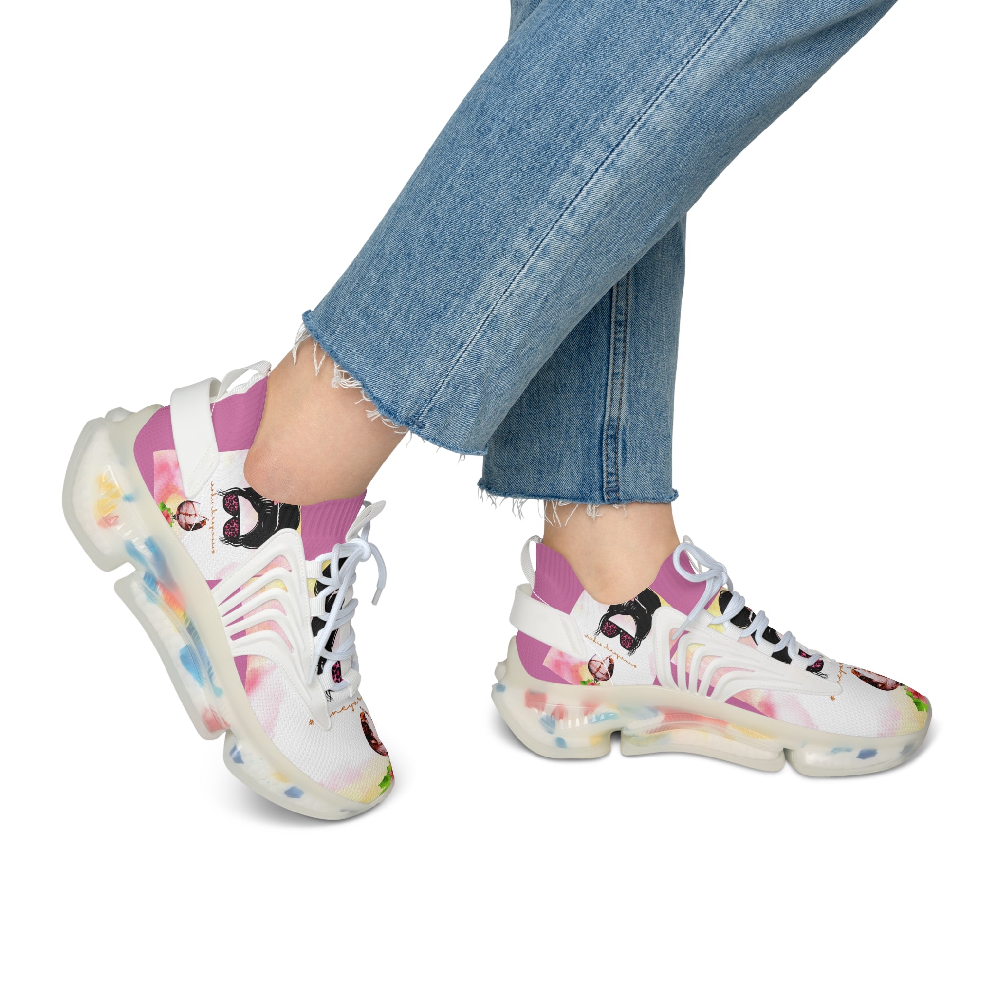 Vineyard Vibes Pink Water Color - Women's Mesh Sneakers