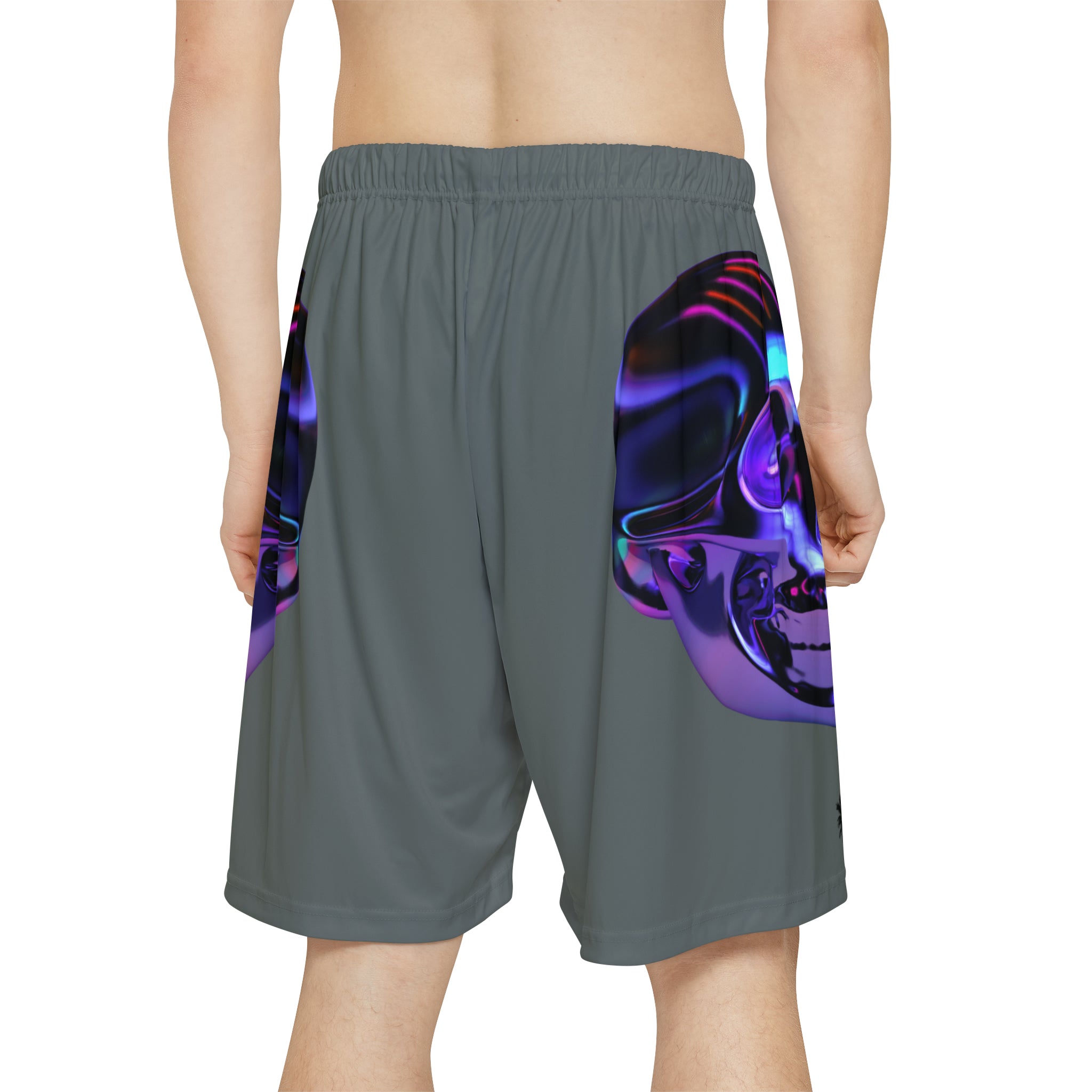 Rich Drip Psychedelic Metal Skull - RV Palm Tree Silhouette Men’s Sports Shorts (AOP) D-Grey