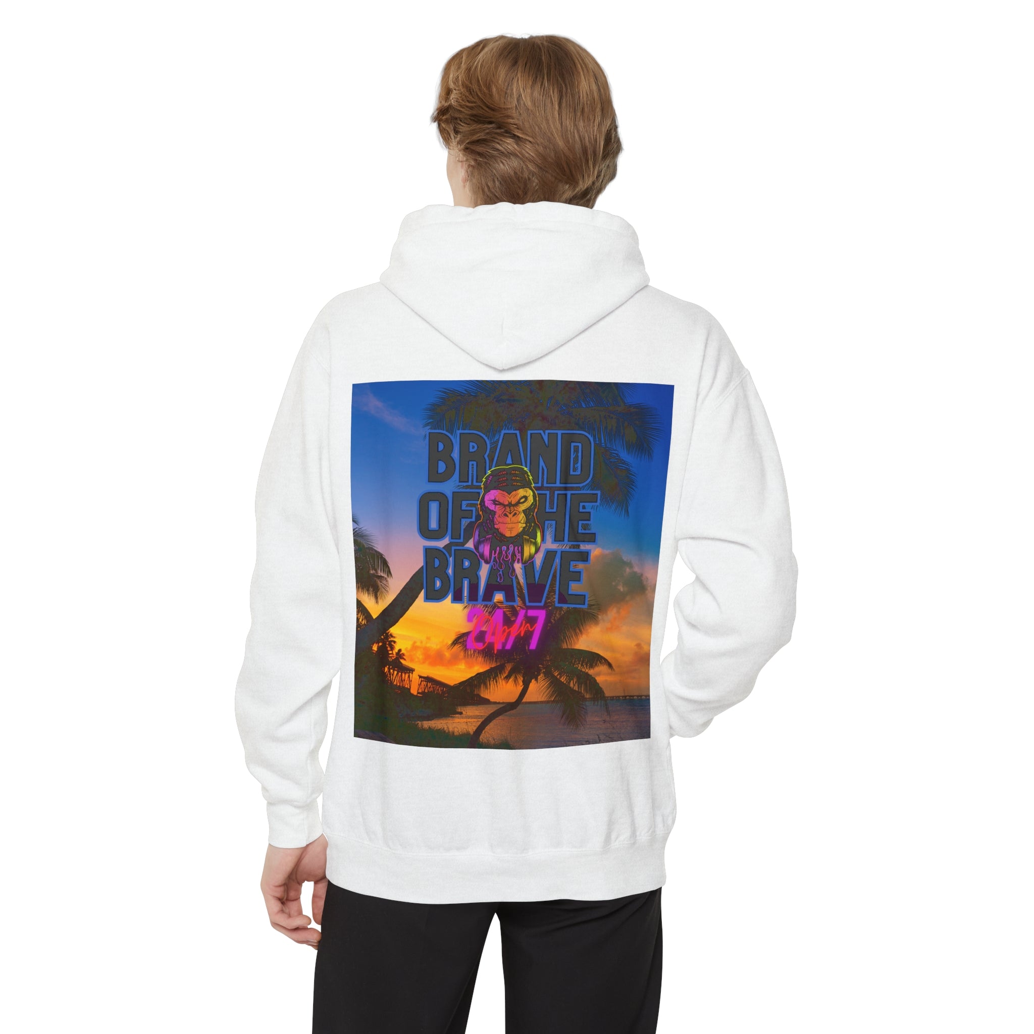 Rich Vibes Miami Beach 24/7  White - Garment-Dyed Hoodie