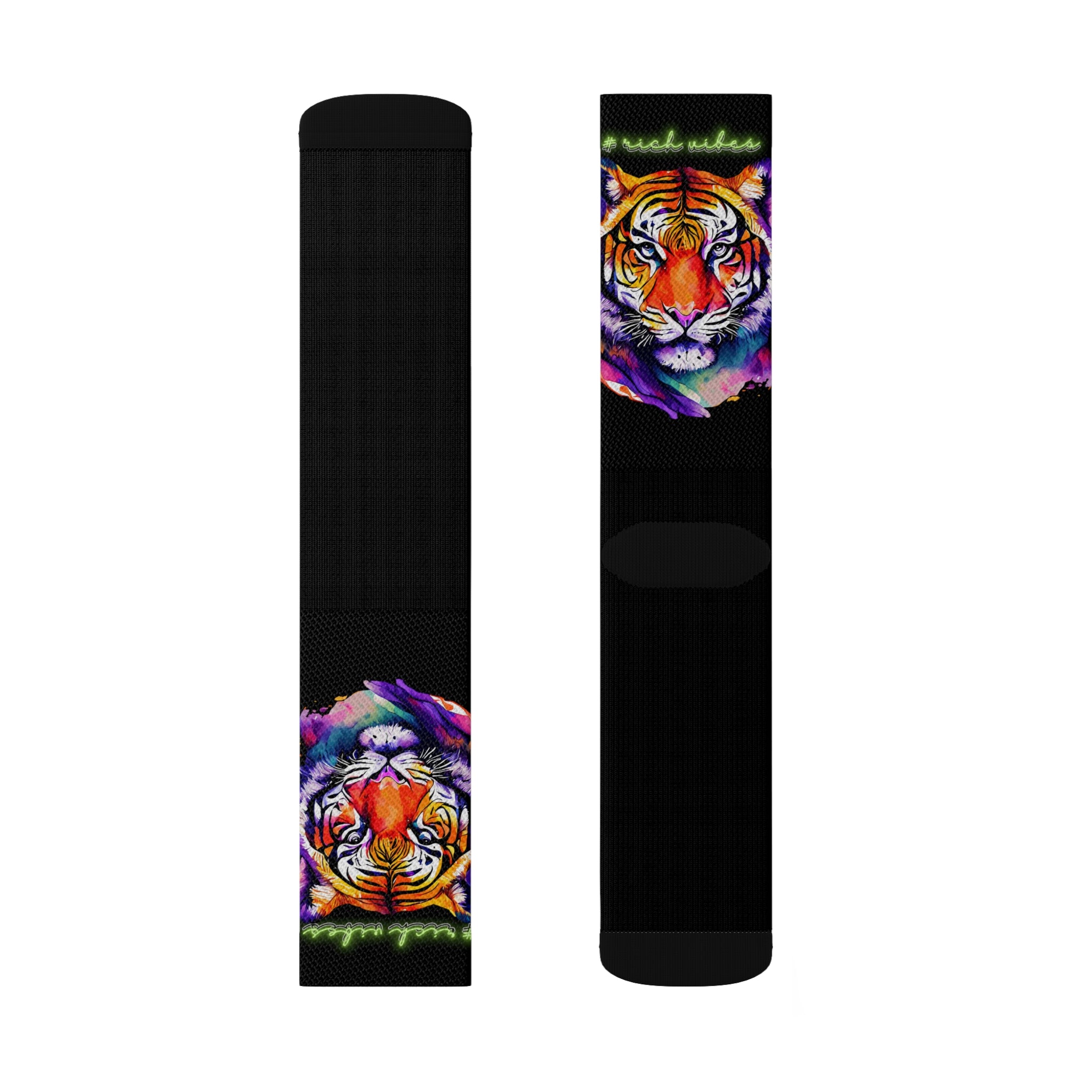 Rich Vibes Volt Tropical Jungle Tiger - Sublimation Socks Black