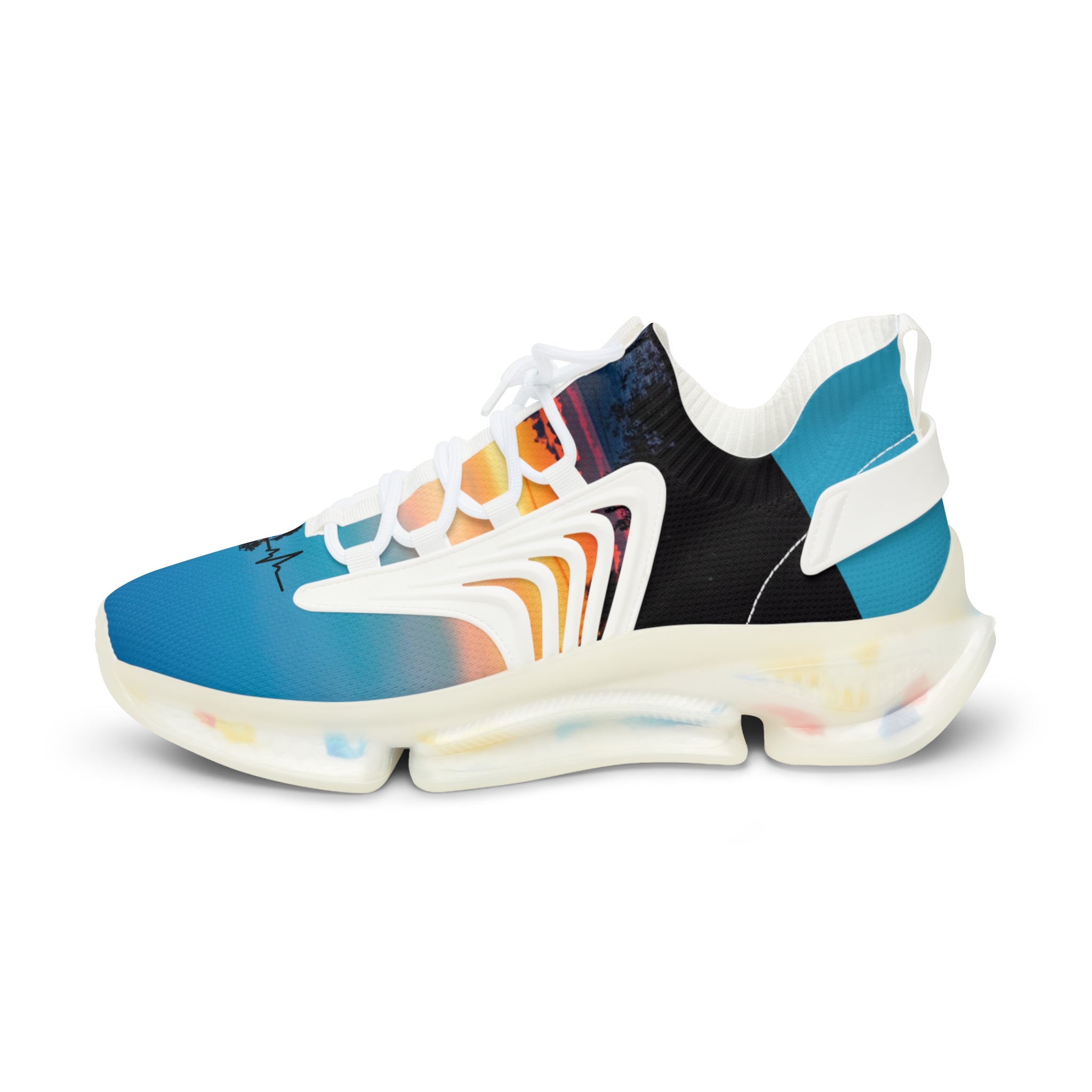 RV5 Black Turquoise Summer Sunset Beach - Men's Mesh Sneakers