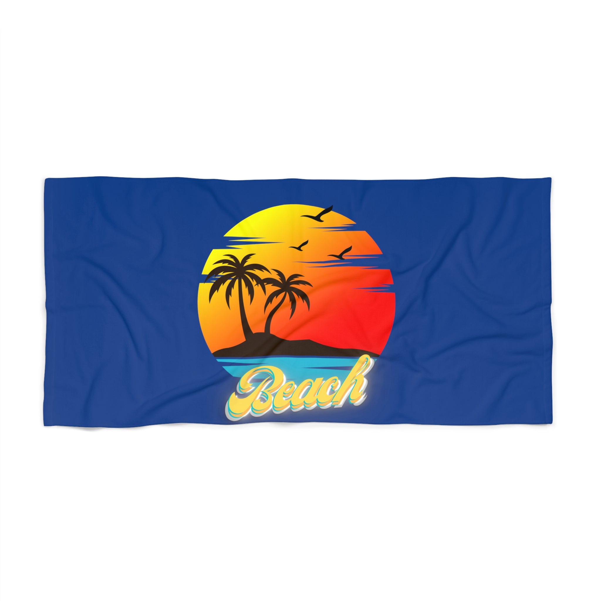 Rich Vibes Beach Vibes Golden Sunset - Beach Towel - Royal Blue