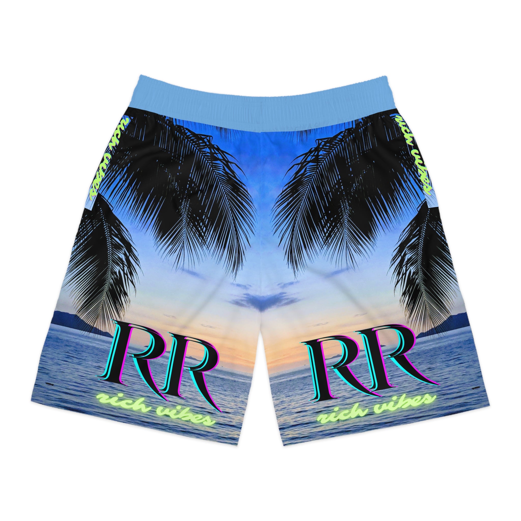 Rich Vibes Volt Blue Sky Sunset - Men's Jogger Shorts (AOP)Light Blue