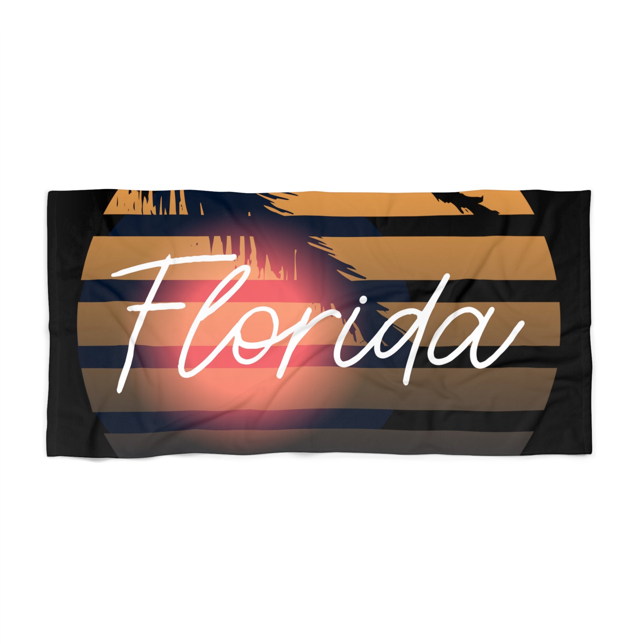 Rich Vibes Florida Sunset Boarder - Beach Towel - Black
