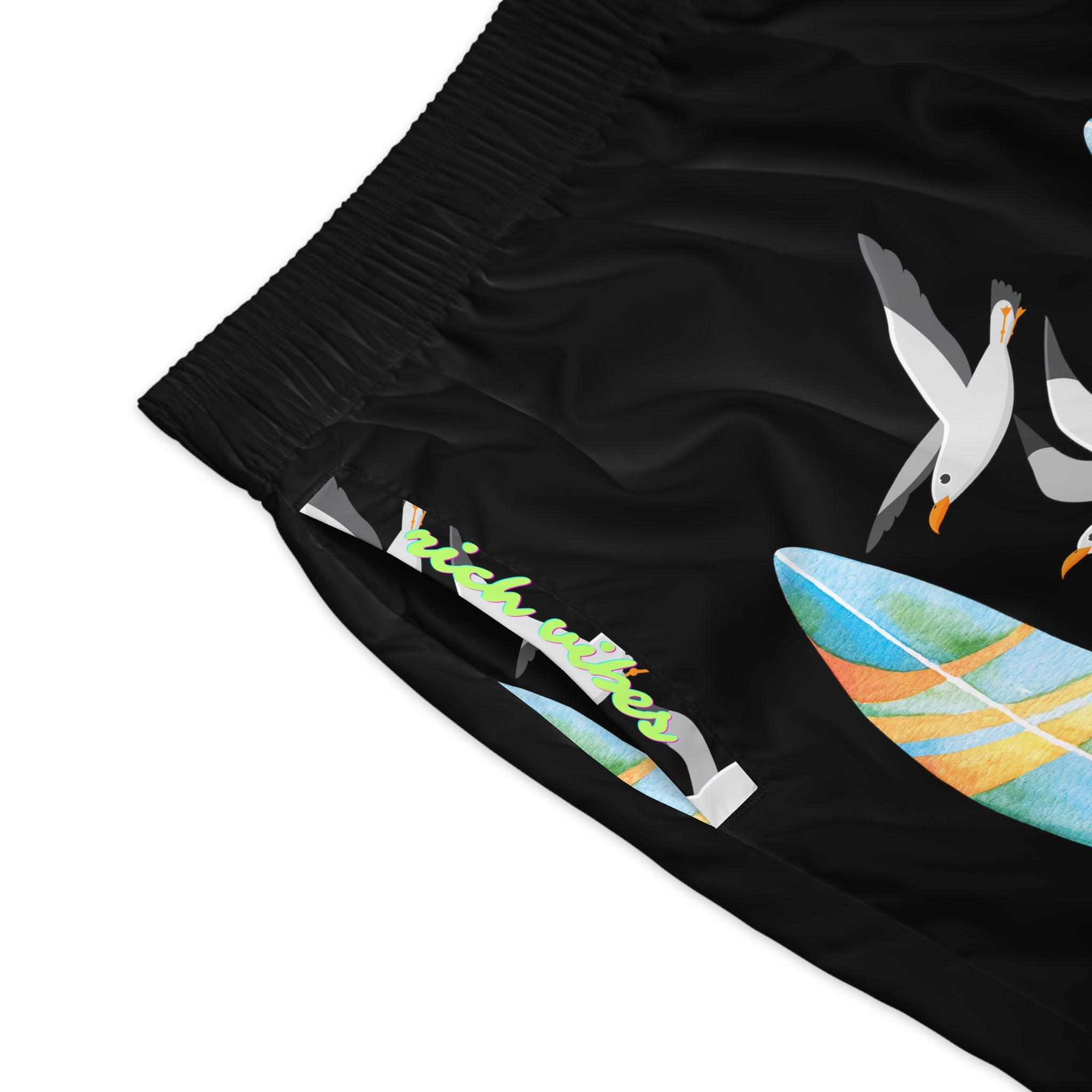 Rich Vibes Volt Seagull Blue Stripe Surf Board - Men's Jogger Shorts (AOP)Black