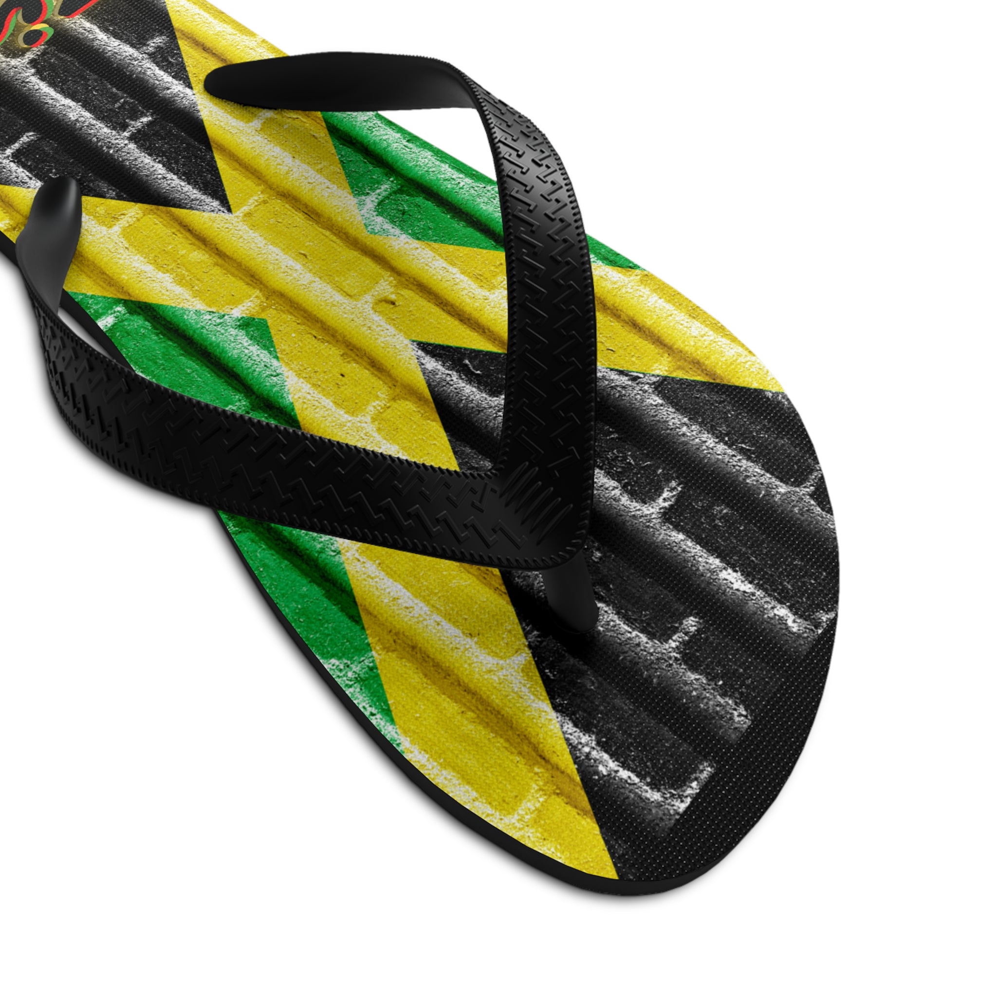 Rich Vibes ZION Jamaica Flag - Unisex Flip-Flops - S