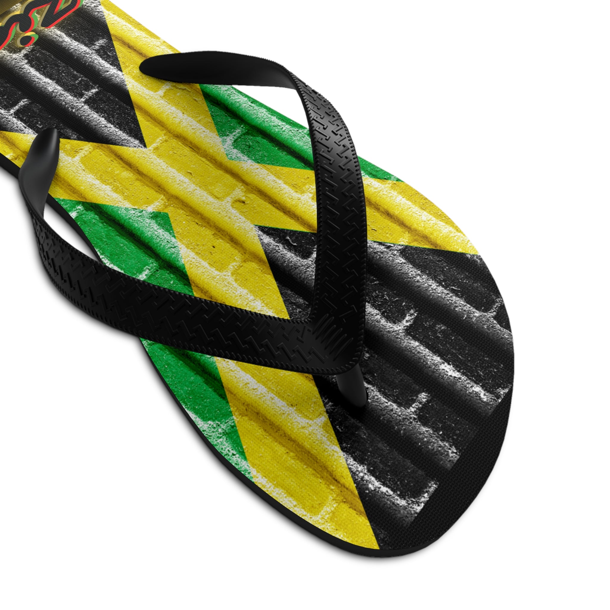 Rich Vibes ZION Jamaica Flag - Unisex Flip-Flops - M