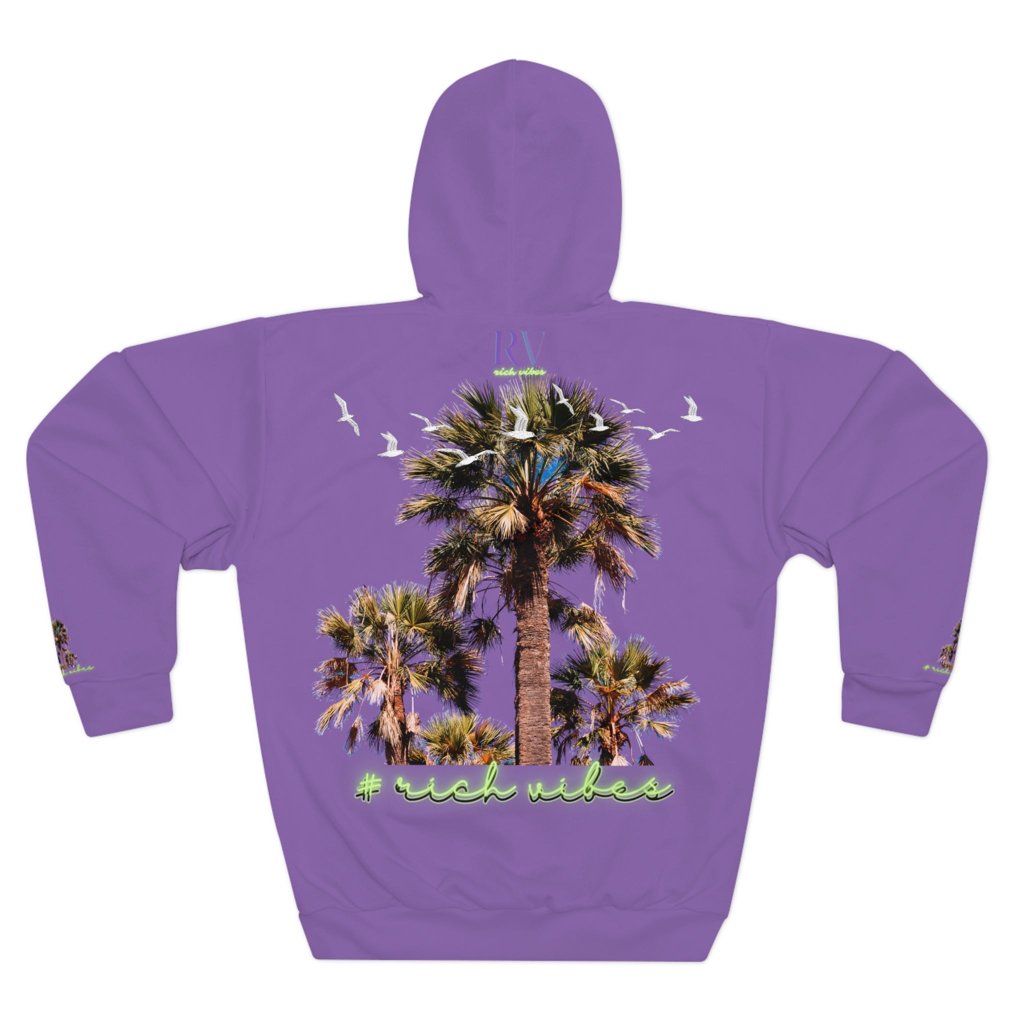 Rich Vibes Blueberry Lemonade Purple Colorful Palm Trees Volt Golf Pro 1.0 - Unisex Pullover Hoodie (AOP)