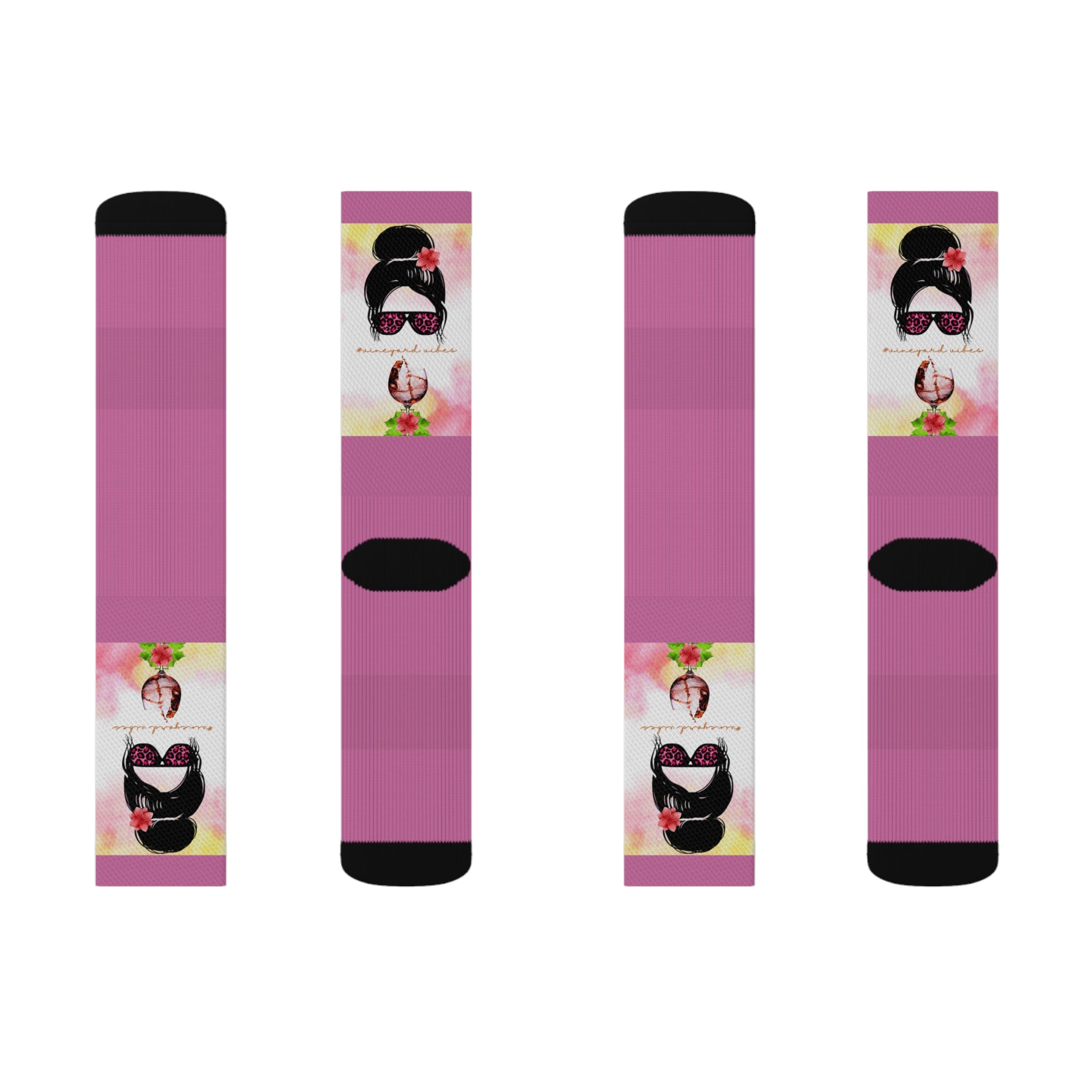 Vineyard Vibes Pink Water Colors Light Pink - Sublimation Socks