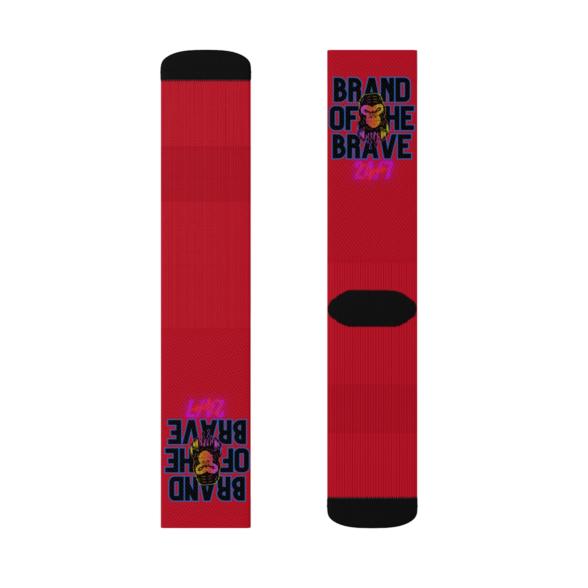 Rich Vibes Brand Of The Brave Red - Sublimation Socks