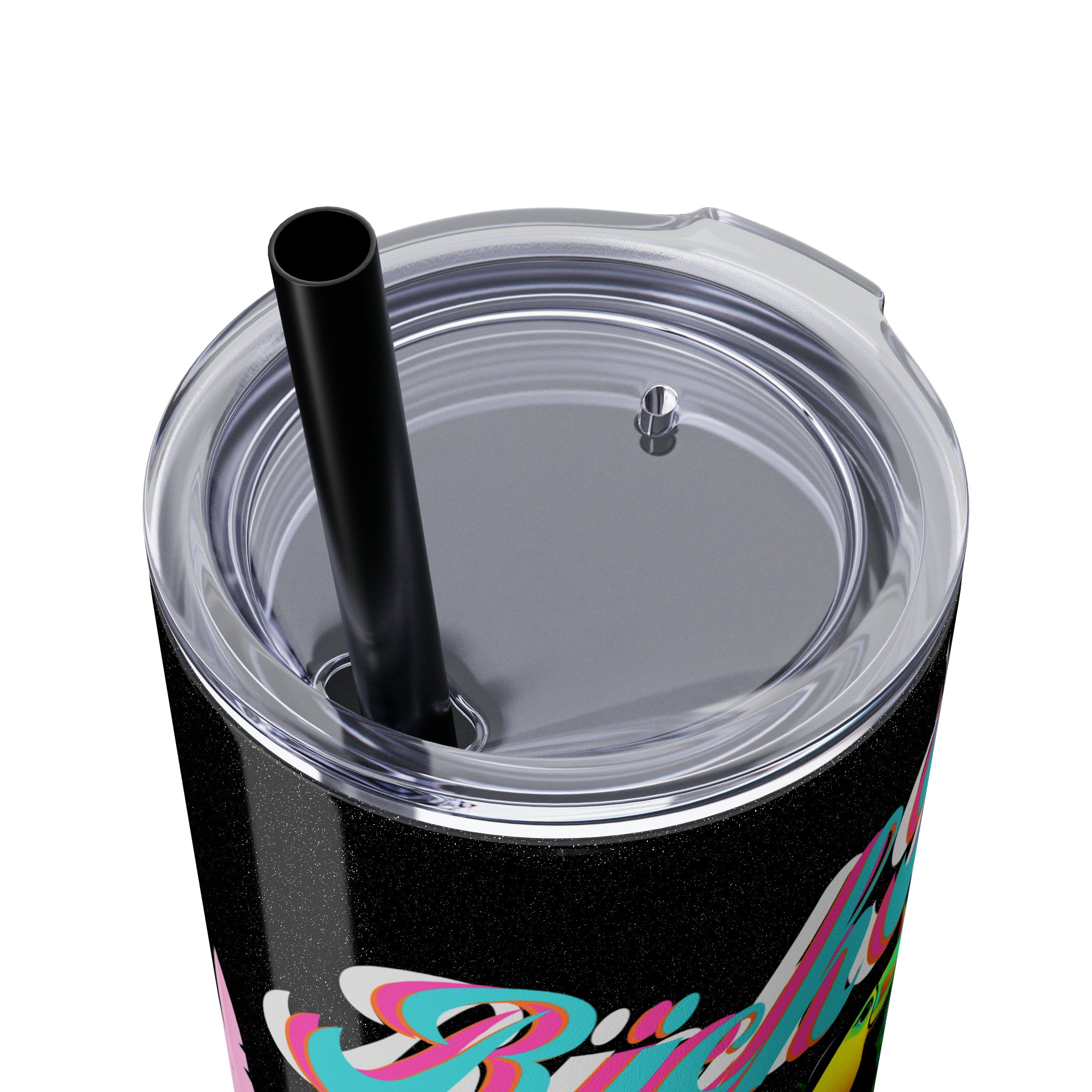 Rich Drip Tropical Pink Palm Tree - Skinny Tumbler with Straw, 20oz
