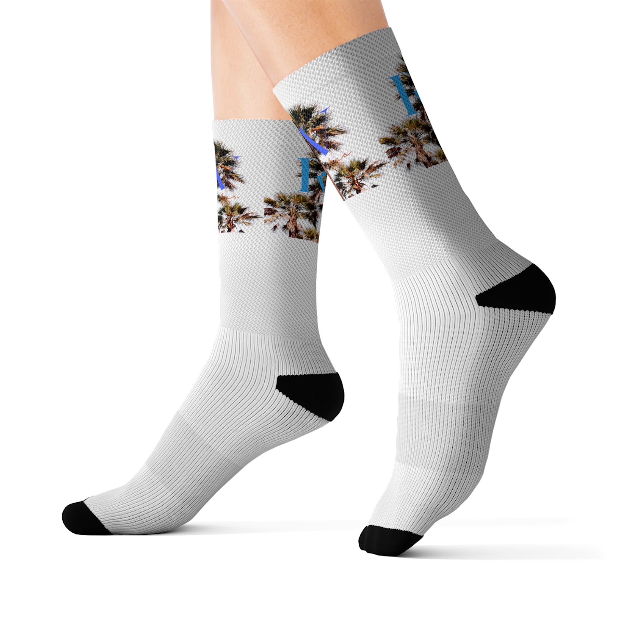 Rich Vibes RV Palm Tree Logo White - Sublimation Socks