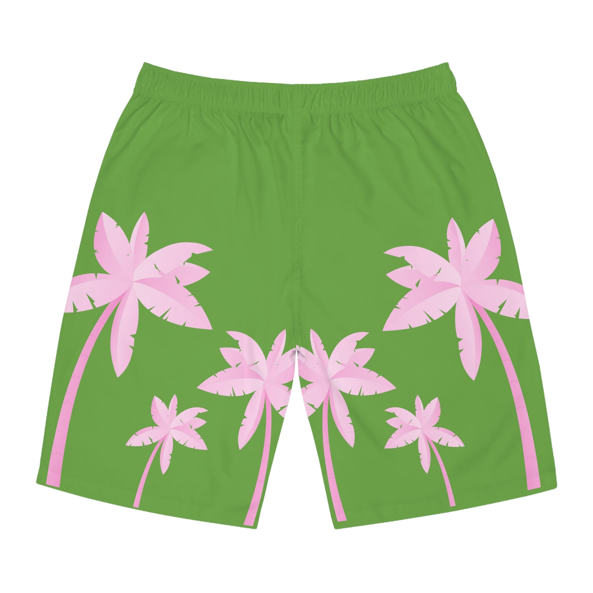 Rich Vibes Green Tropical Pink Palm Tree Beach Chill Vibes 1.2 - Men's Board Shorts (AOP)